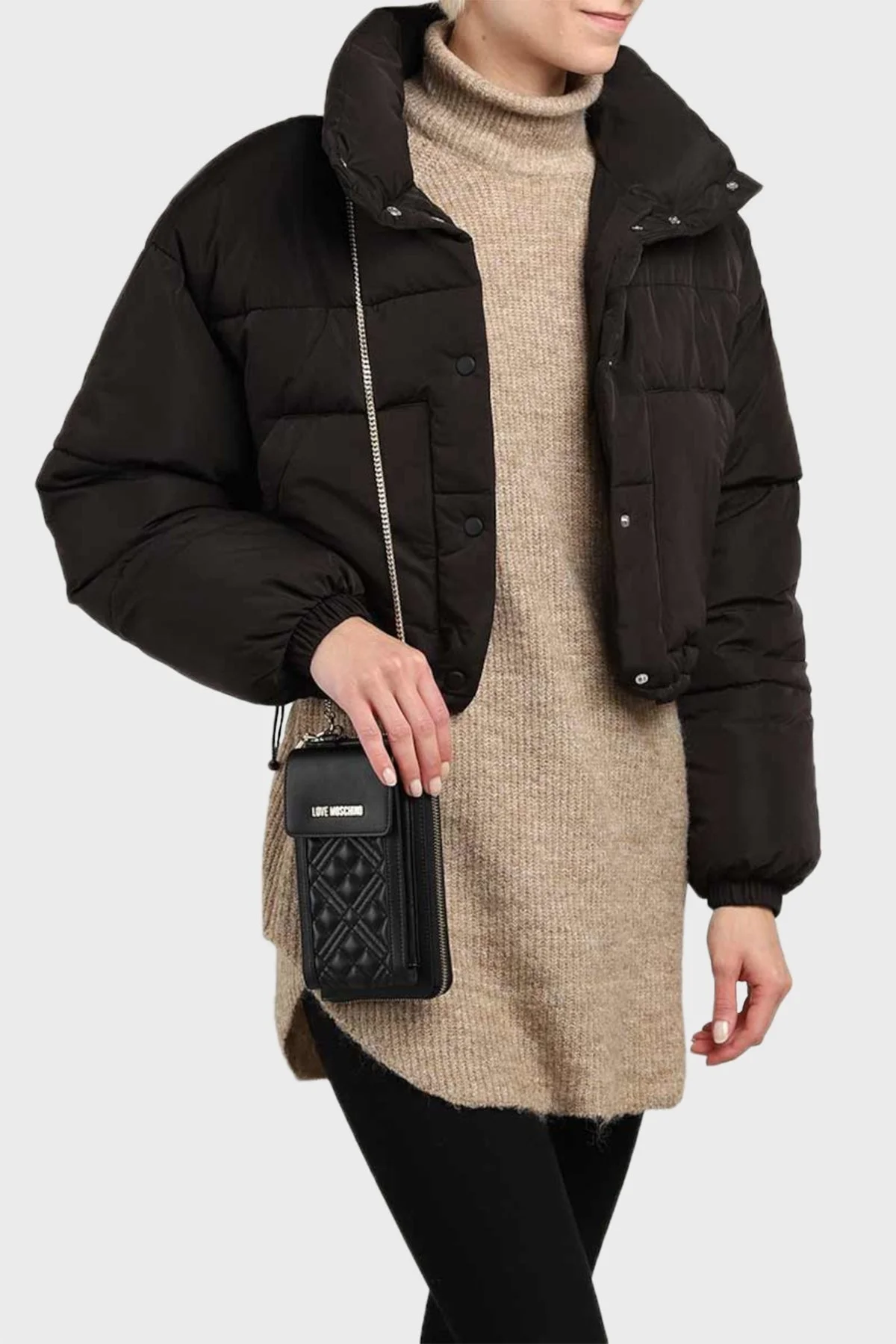 Love Moschino Fermuarlı Çıkarılabilir Zincir Askılı Bayan Telefon Çantası JC5682PP1GLA0000 SİYAH - 2