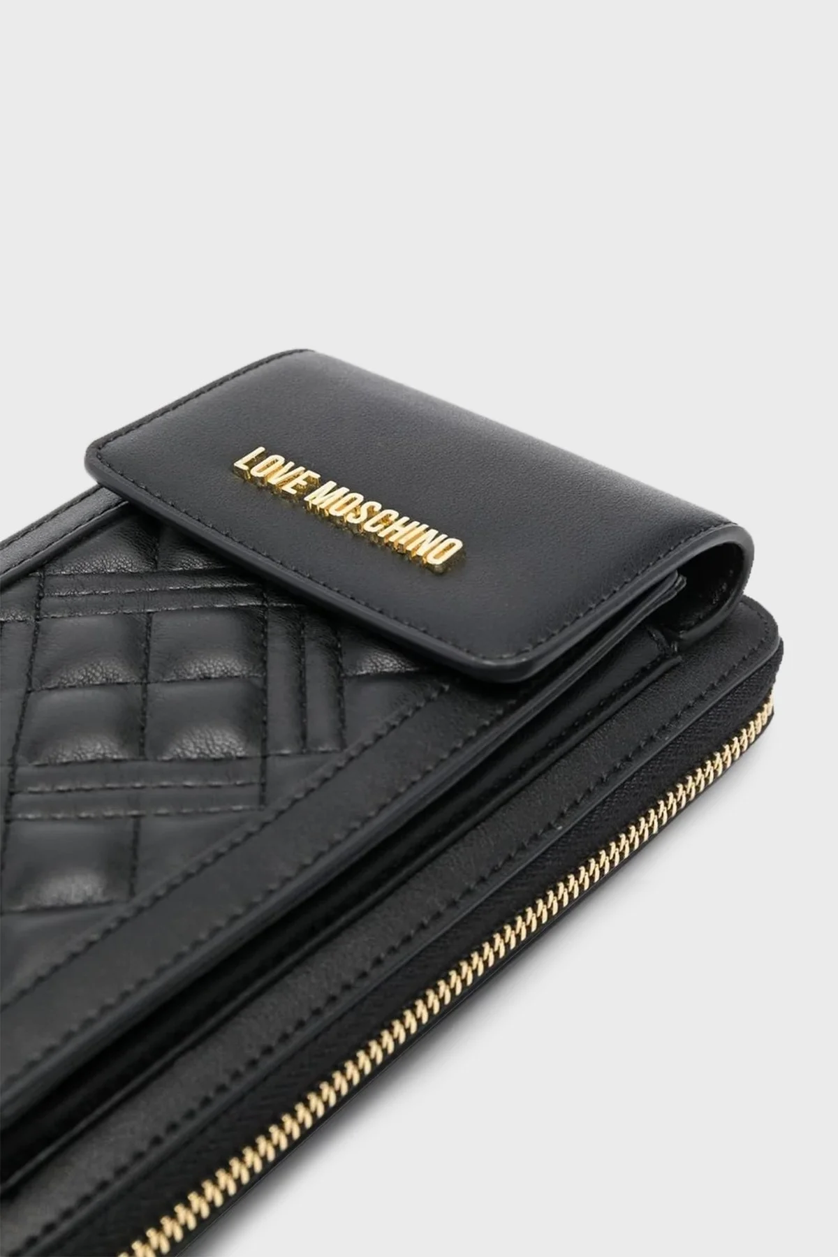 Love Moschino Fermuarlı Çıkarılabilir Zincir Askılı Bayan Telefon Çantası JC5682PP1GLA0000 SİYAH - 4