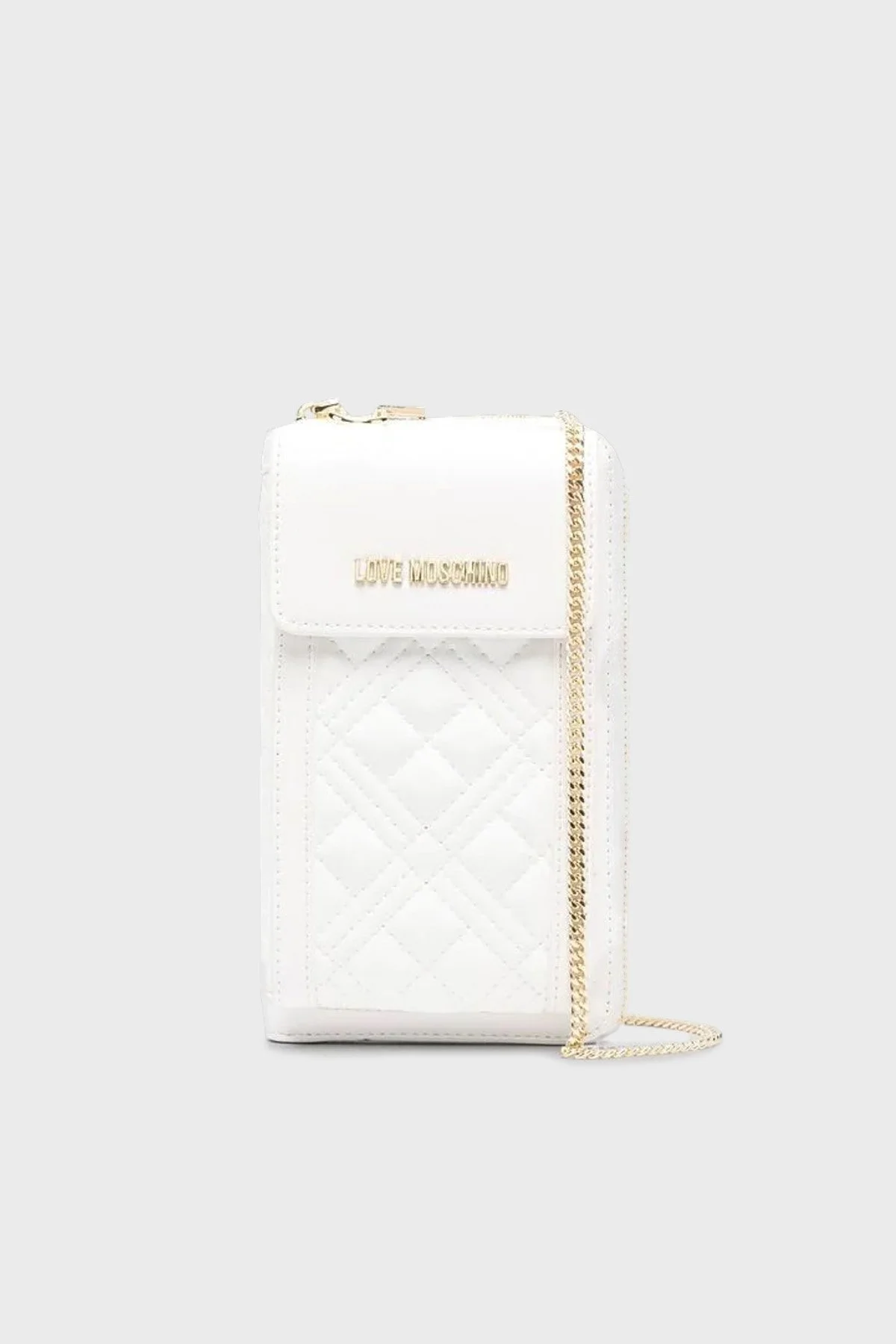 Love Moschino Fermuarlı Çıkarılabilir Zincir Askılı Bayan Telefon Çantası JC5682PP1GLA0120 BEYAZ - 1