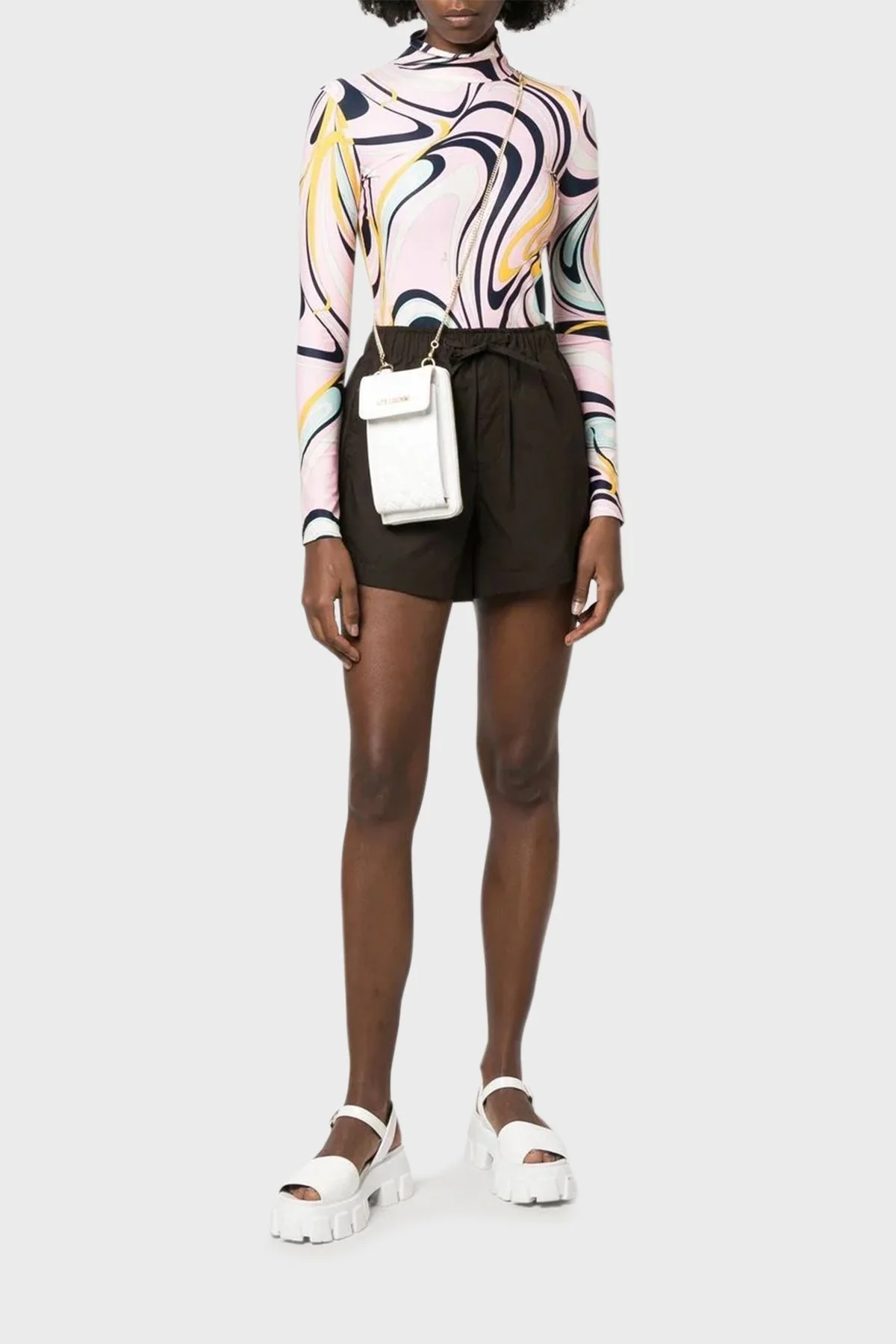 Love Moschino Fermuarlı Çıkarılabilir Zincir Askılı Bayan Telefon Çantası JC5682PP1GLA0120 BEYAZ - 2