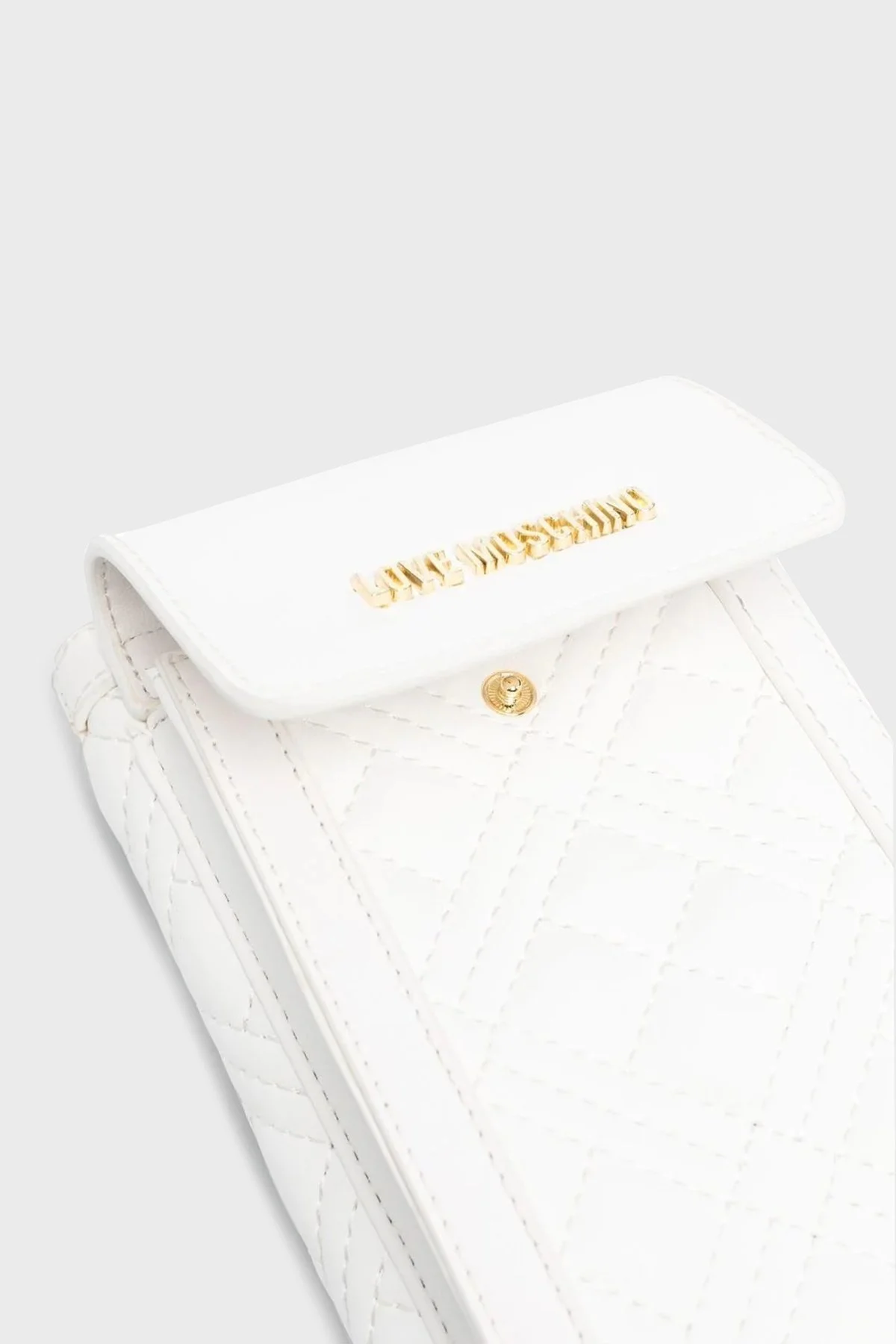 Love Moschino Fermuarlı Çıkarılabilir Zincir Askılı Bayan Telefon Çantası JC5682PP1GLA0120 BEYAZ - 3