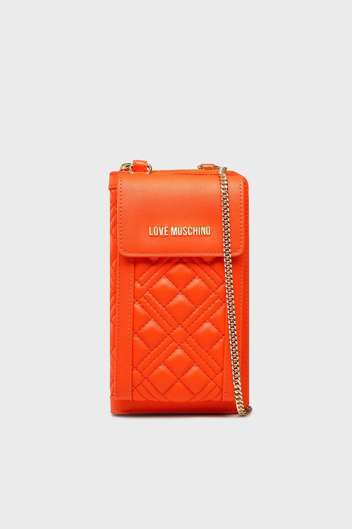 Love Moschino Fermuarlı Çıkarılabilir Zincir Askılı Bayan Telefon Çantası JC5682PP1GLA0450 TURUNCU - 1