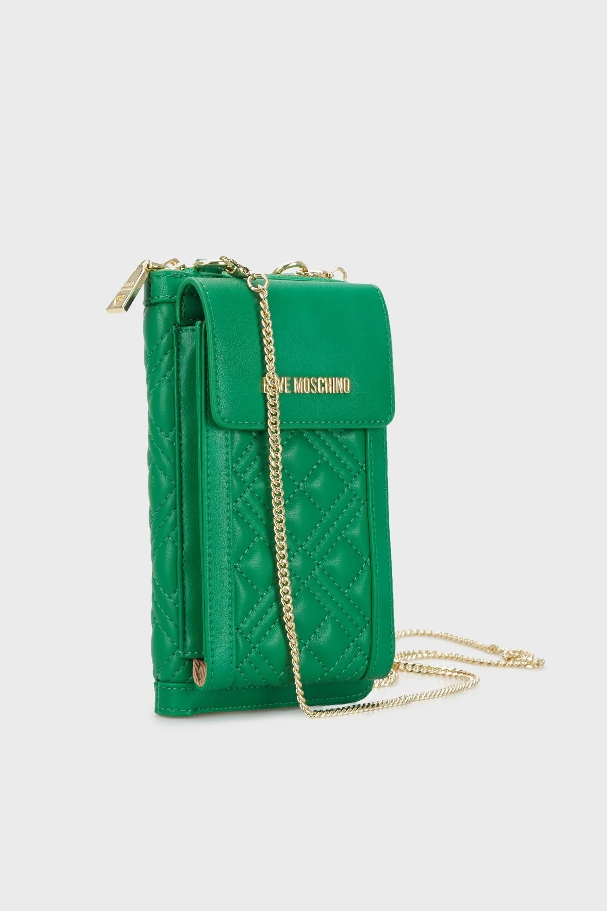 Love Moschino Fermuarlı Çıkarılabilir Zincir Askılı Bayan Telefon Çantası JC5682PP1GLA0801 YEŞİL - 2