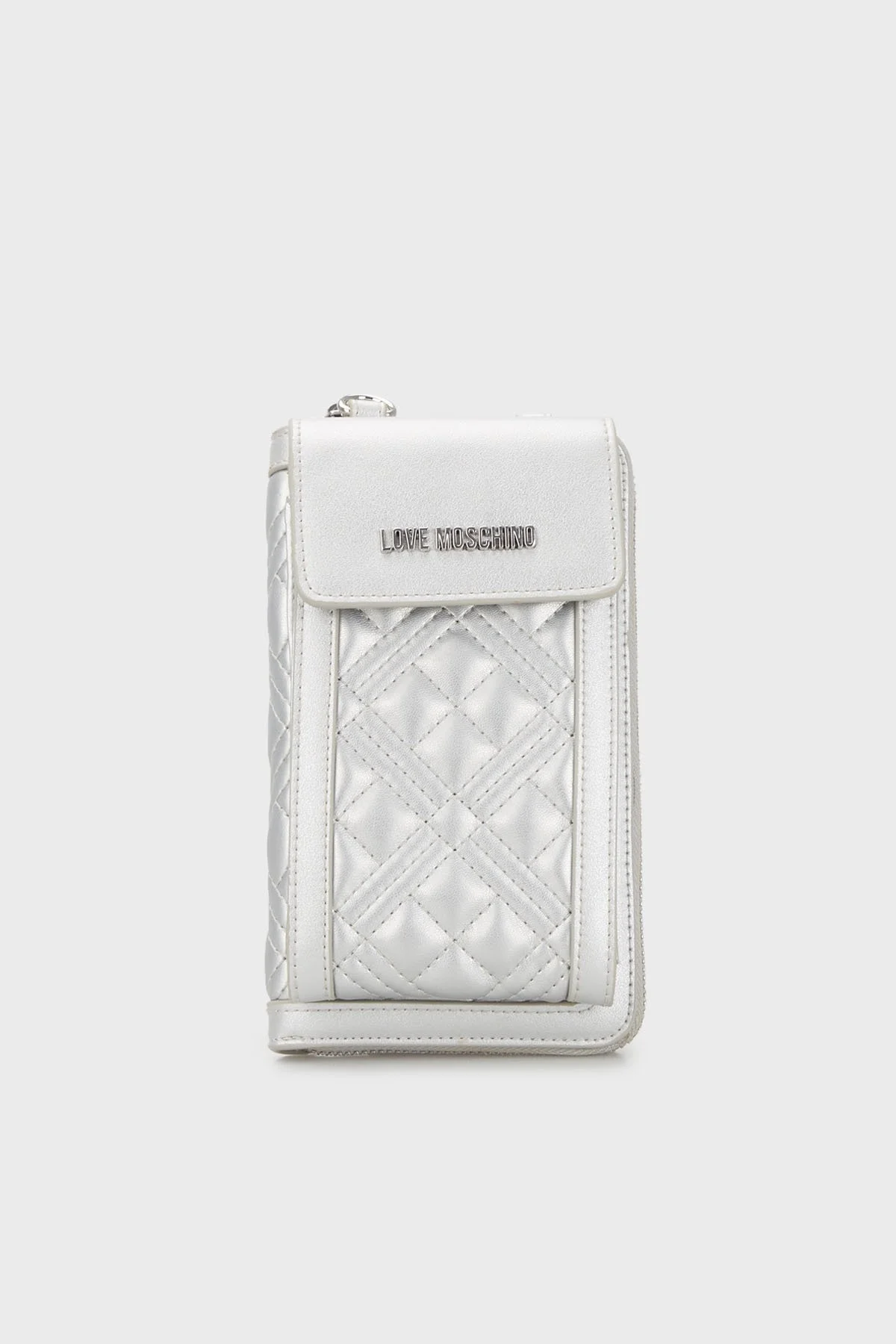 Love Moschino Fermuarlı Çıkarılabilir Zincir Askılı Bayan Telefon Çantası JC5682PP1GLA0902 GÜMÜŞ - 1