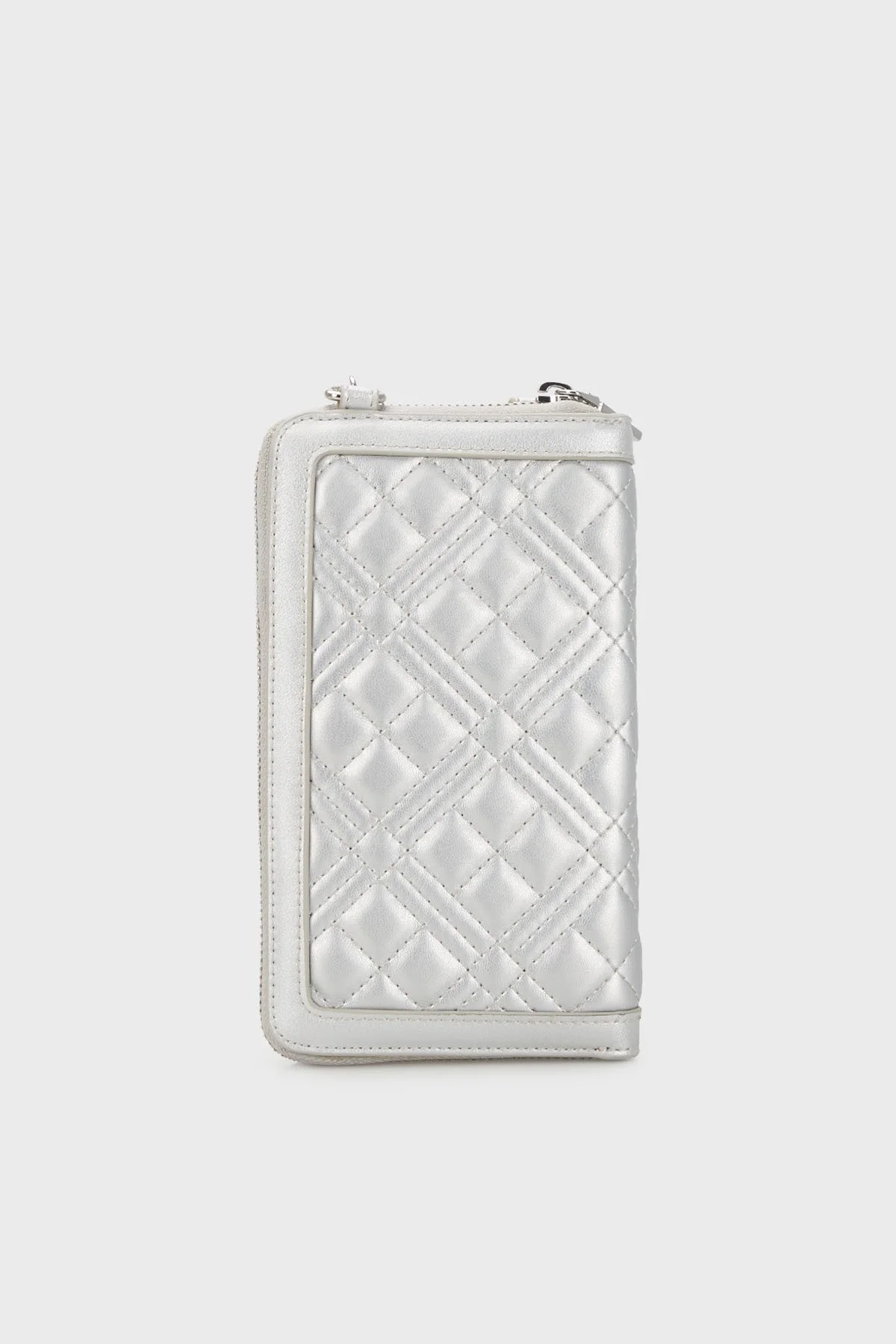 Love Moschino Fermuarlı Çıkarılabilir Zincir Askılı Bayan Telefon Çantası JC5682PP1GLA0902 GÜMÜŞ - 3