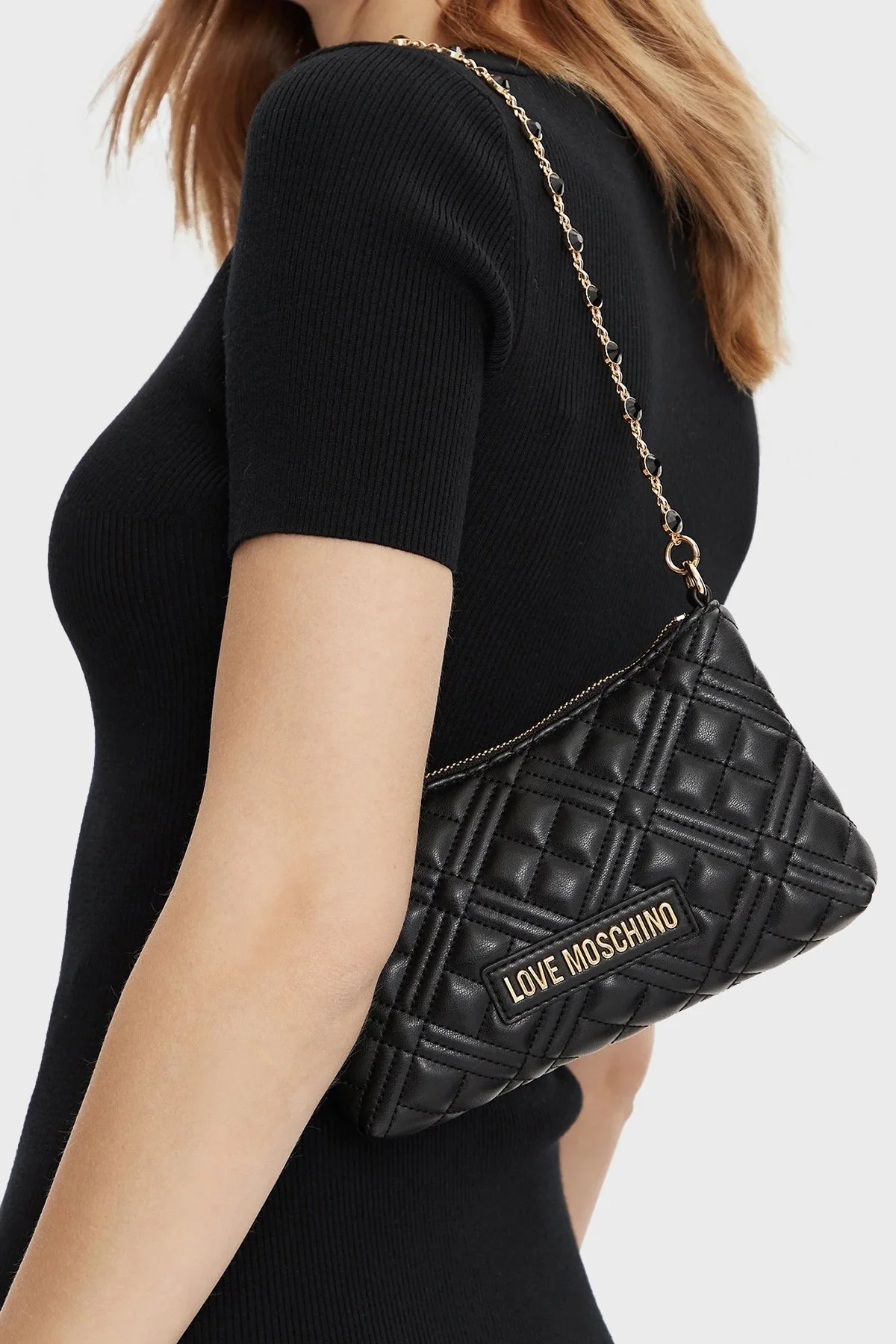 Love Moschino Fermuarlı Zincir Askılı Bayan Çanta JC4342PP0ILA0000 SİYAH - 7