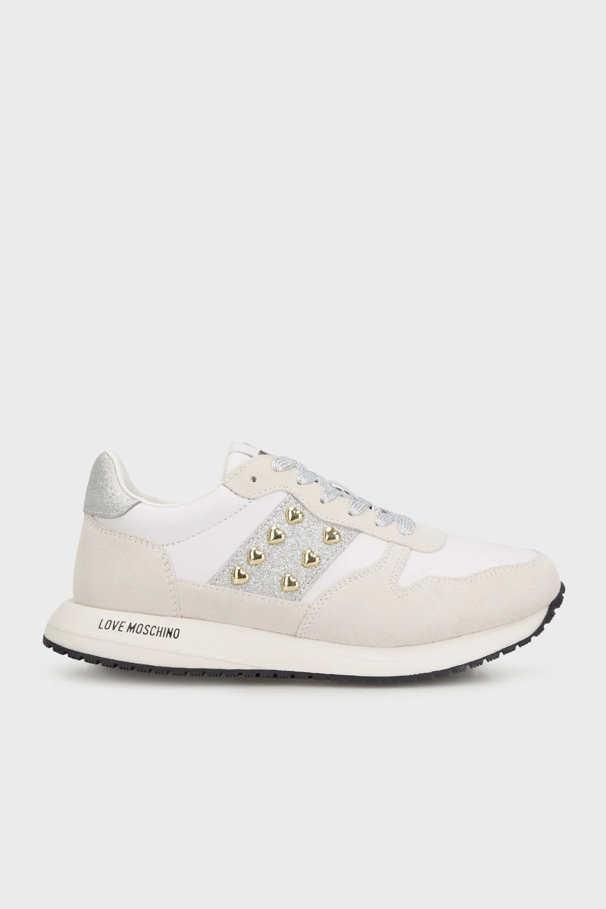 Love Moschino Hakiki Deri Süet Detaylı Sneaker Bayan Ayakkabı JA15403G1MIAM10D GRİ - 1