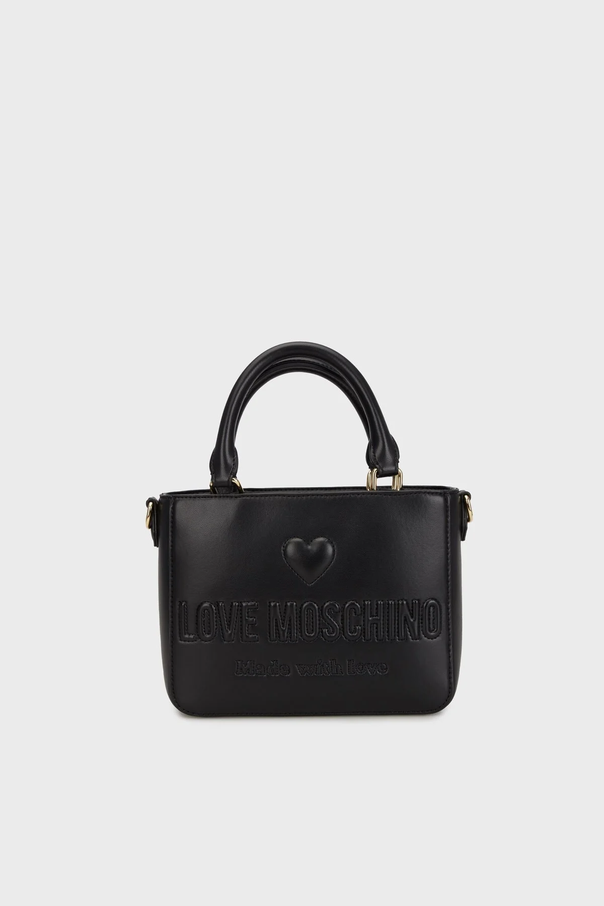 Love Moschino Kabartmalı Logolu Çıkarılabilir Askılı Bayan Çanta JC4218PP0MKF0000 SİYAH - 4