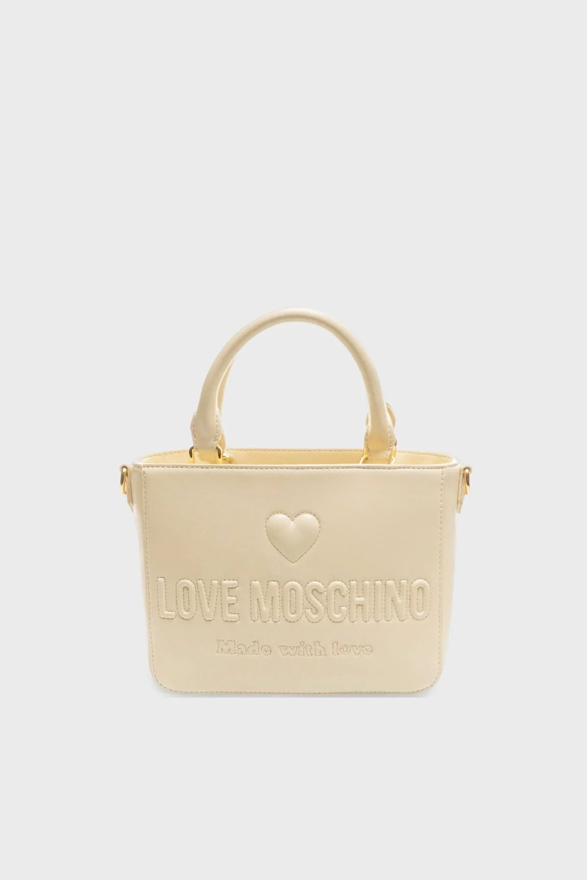 Love Moschino Kabartmalı Logolu Çıkarılabilir Askılı Bayan Çanta JC4218PP0MKF0110 BEJ - 1