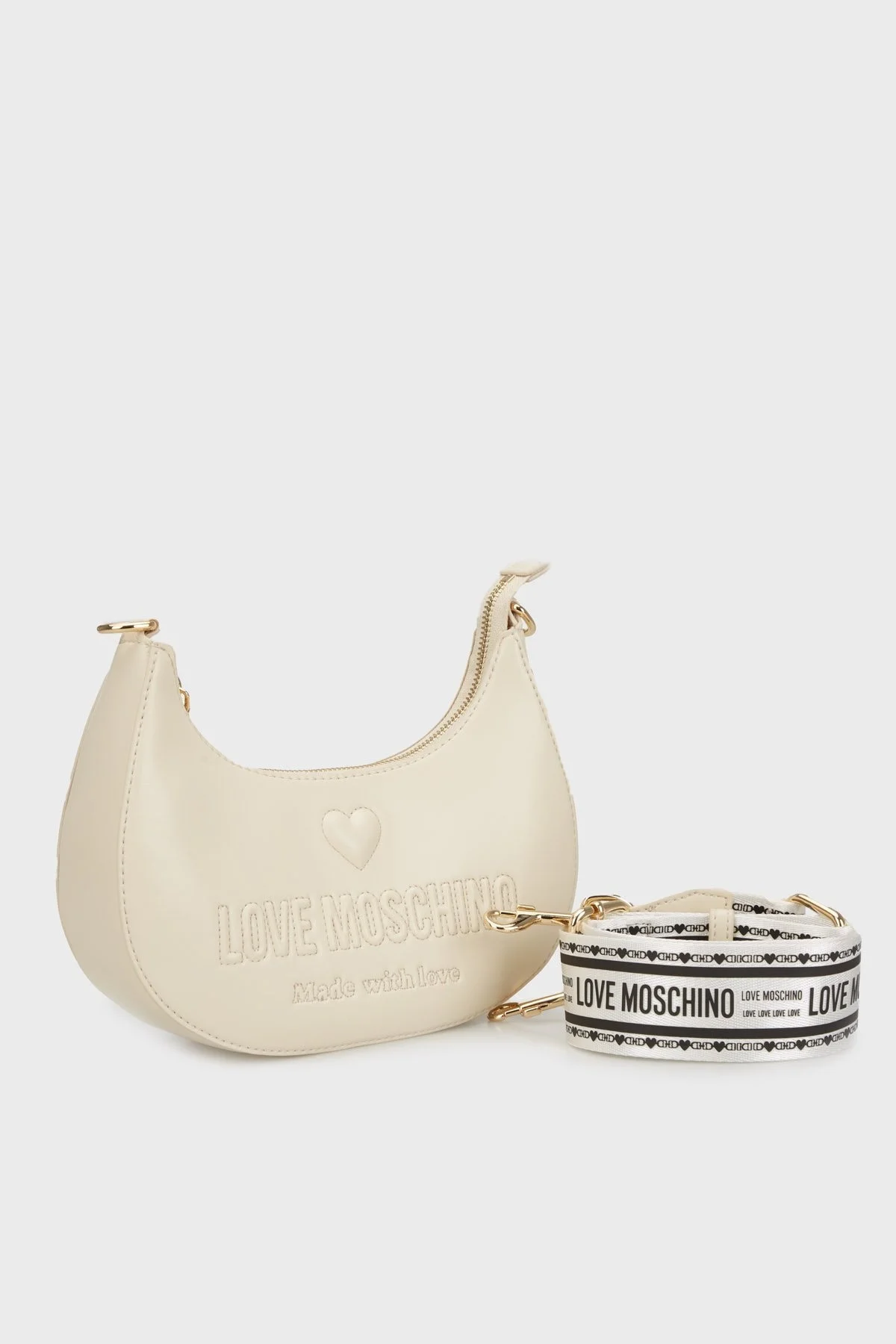 Love Moschino Kabartmalı Logolu Çıkarılabilir Askılı Bayan Çanta JC4219PP0MKF0110 BEJ - 1