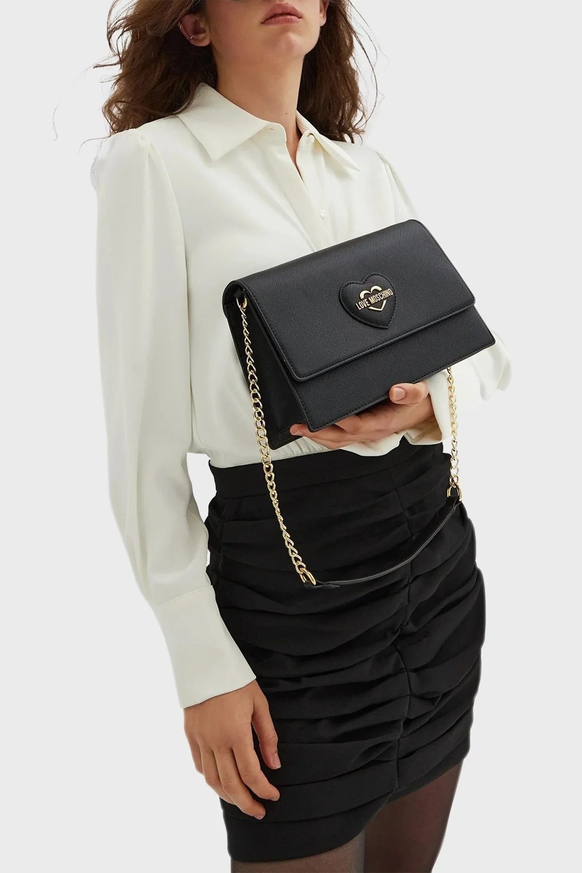 Love Moschino Kalp Logolu Zincir Askılı Bayan Çanta JC4260PP0LKL0000 SİYAH - 2