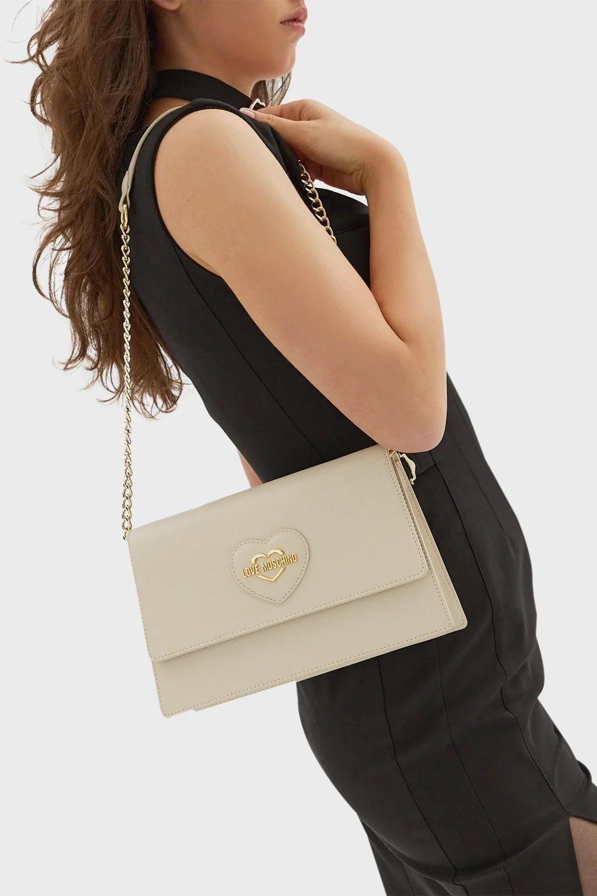 Love Moschino Kalp Logolu Zincir Askılı Bayan Çanta JC4260PP0LKL0110 BEJ - 2