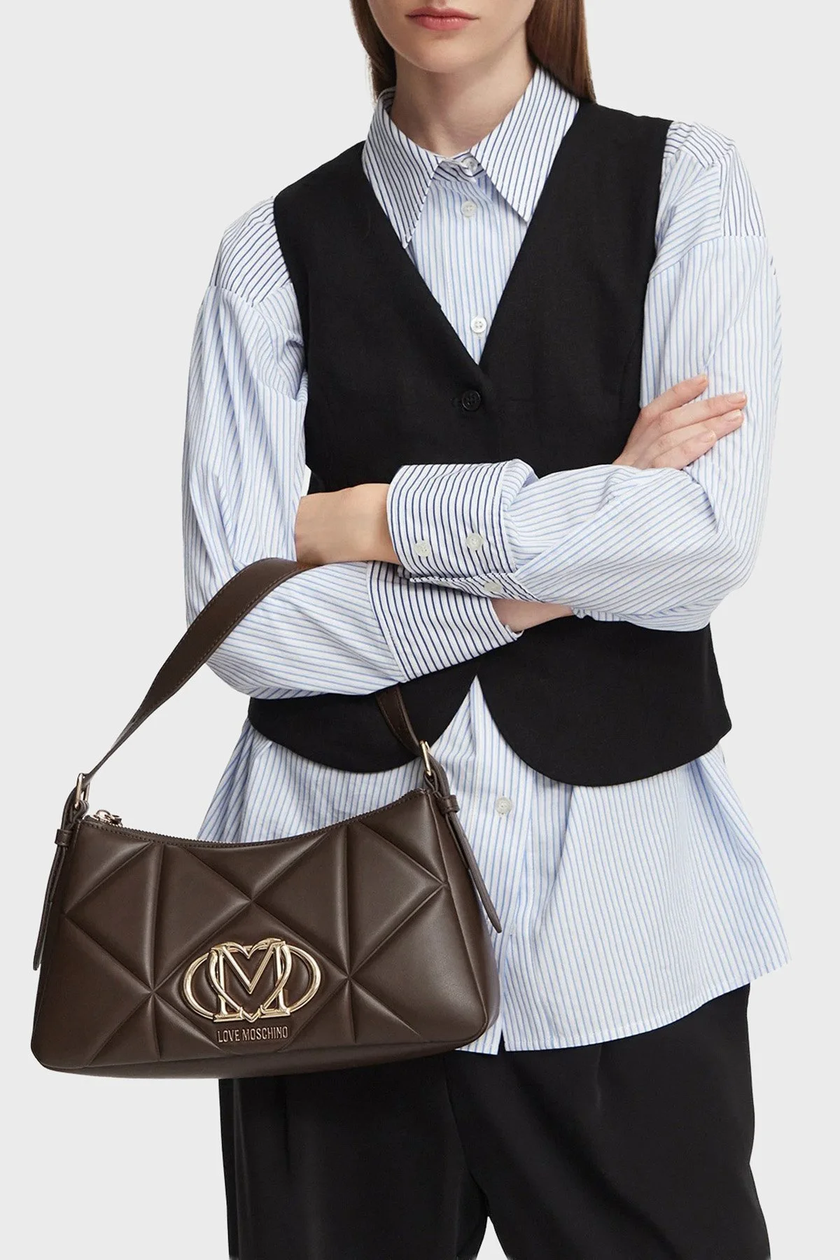 Love Moschino Kapitoneli Ayarlanabilir Askılı Kadın Çanta JC4032PP1PLC0300 Kahve - 2