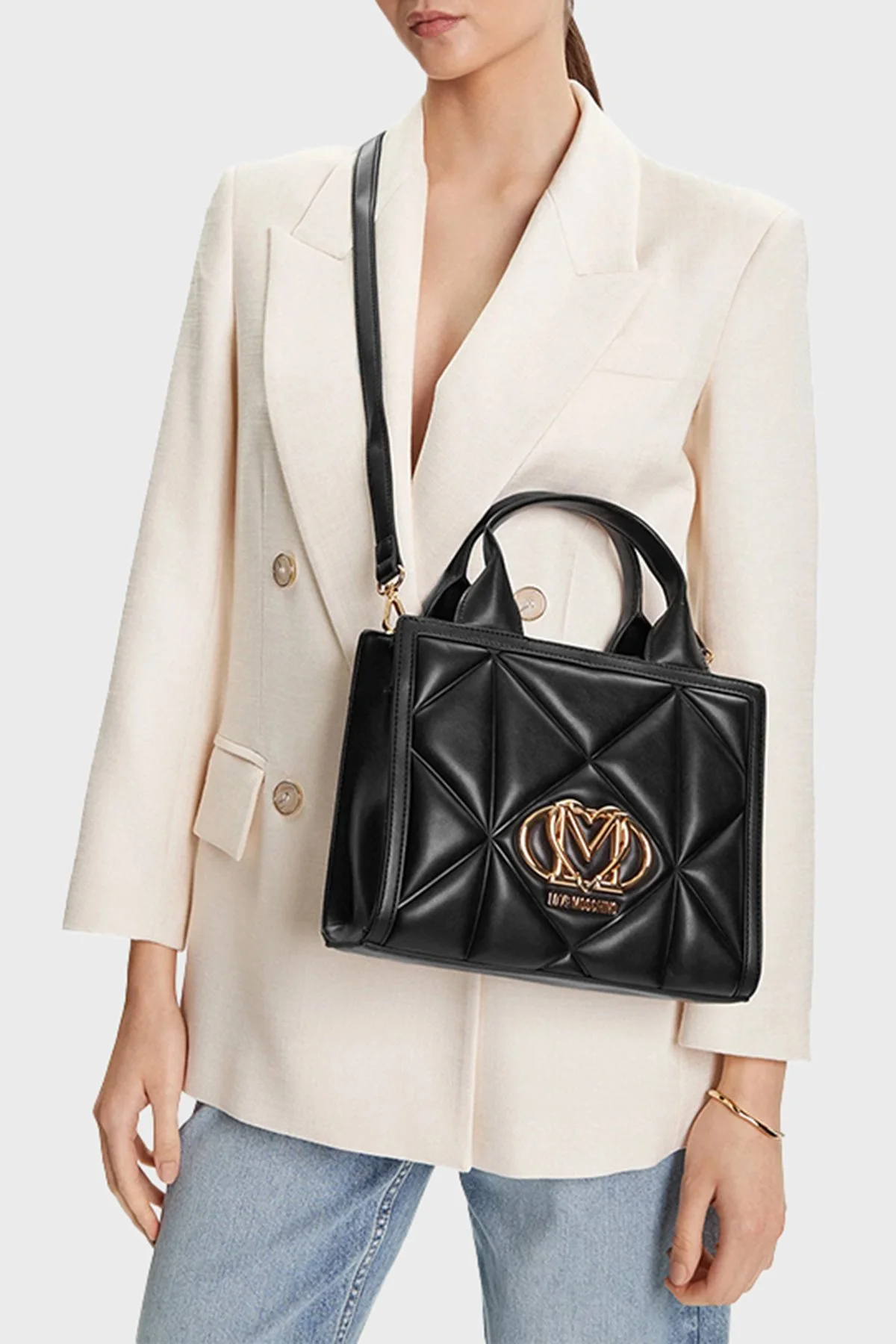 Love Moschino Kapitoneli Çıkarılabilir Askılı Bayan Çanta JC4081PP1OLC0000 SİYAH - 2