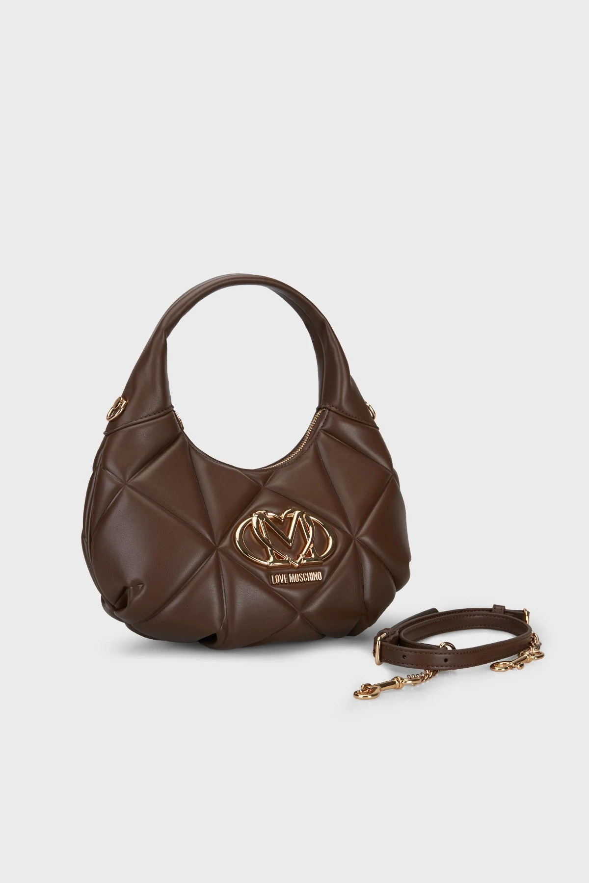 Love Moschino Kapitoneli Çıkarılabilir Askılı Kadın Çanta JC4039PP1PLC0300 Kahve - 3