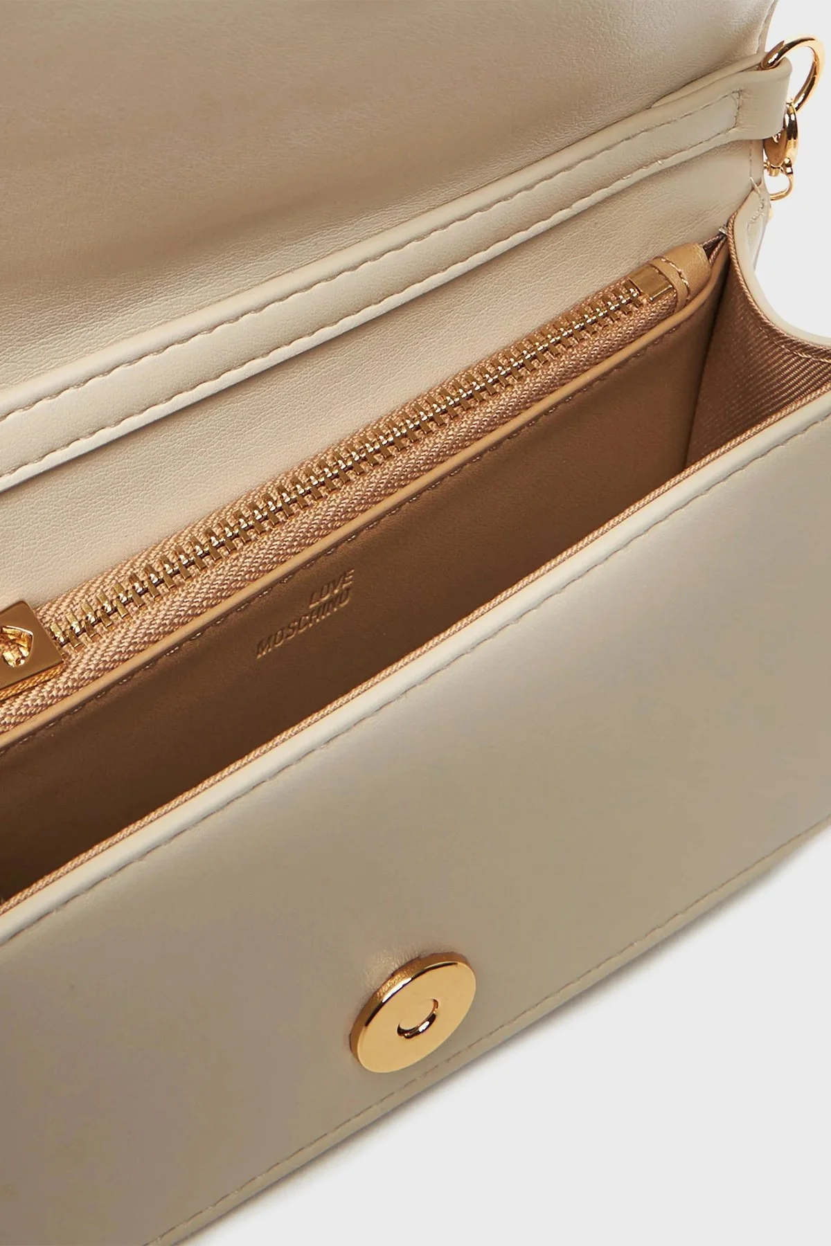 Love Moschino Kapitoneli Çıkarılabilir Zincir Askılı Portföy Bayan Cüzdan JC5640PP1NLC0110 BEJ - 4