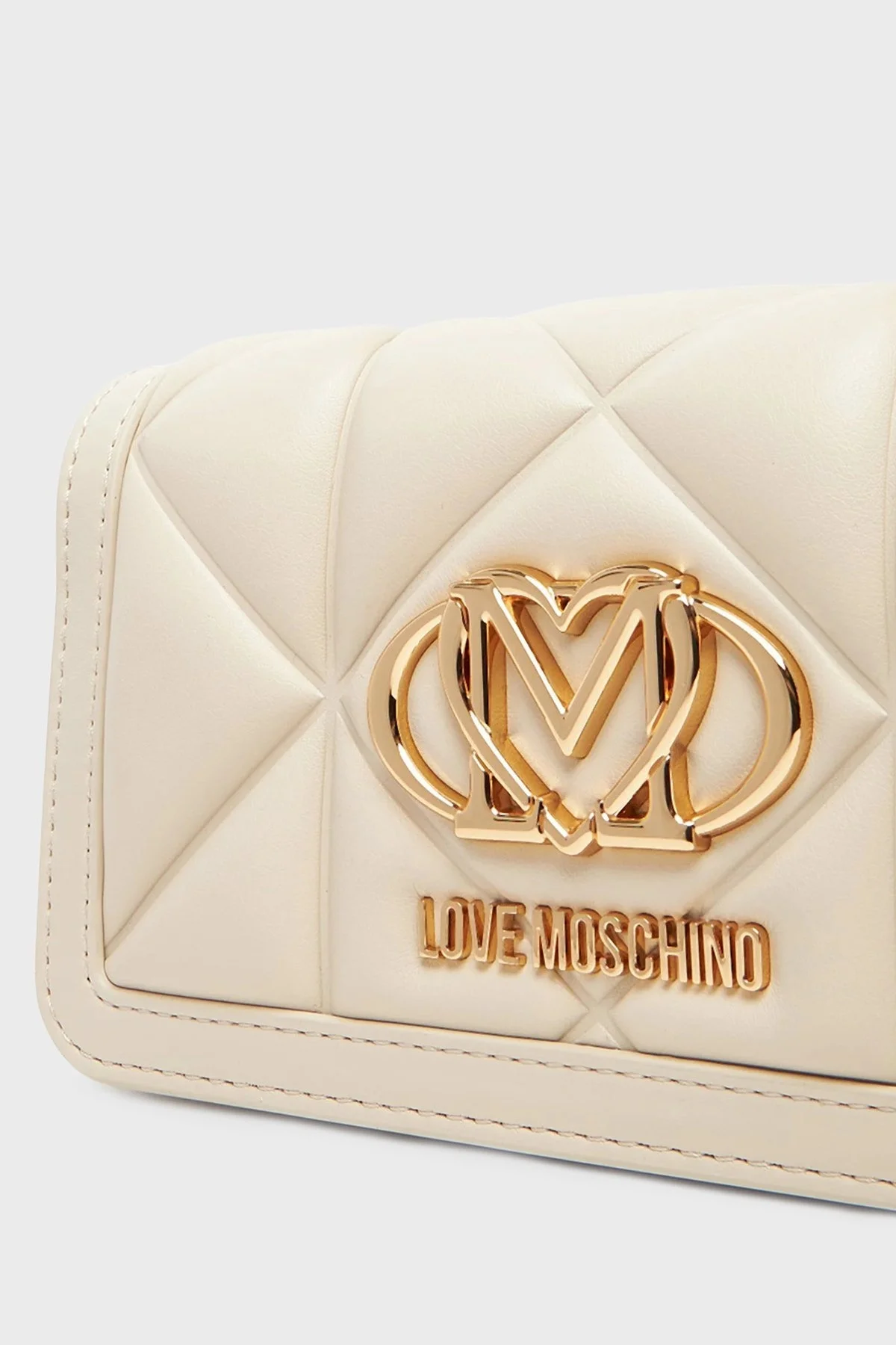 Love Moschino Kapitoneli Çıkarılabilir Zincir Askılı Portföy Bayan Cüzdan JC5640PP1NLC0110 BEJ - 5