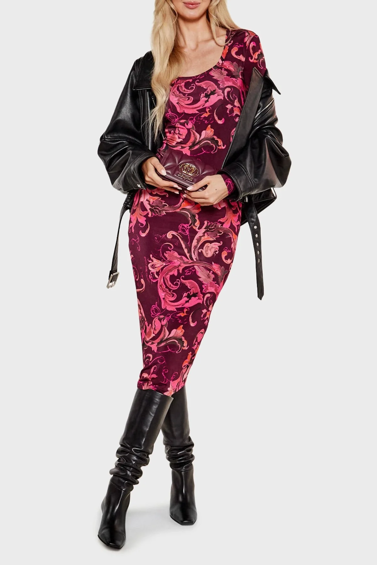 Love Moschino Kapitoneli Çıkarılabilir Zincir Askılı Portföy Bayan Cüzdan JC5640PP1NLC0552 MOR - 3