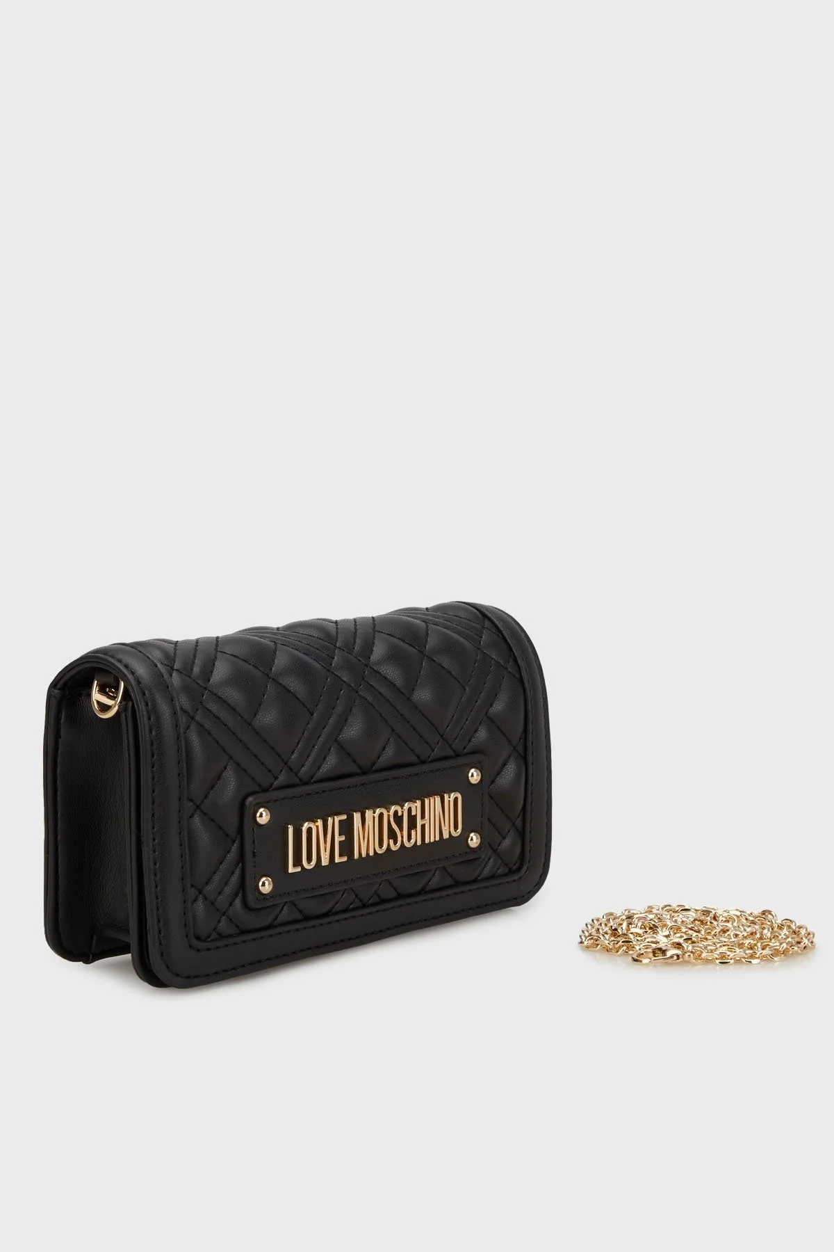 Love Moschino Kapitoneli Çıkarılabilir Zincir Askılı Portföy Bayan Cüzdan JC5681PP1MLA0000 SİYAH - 3