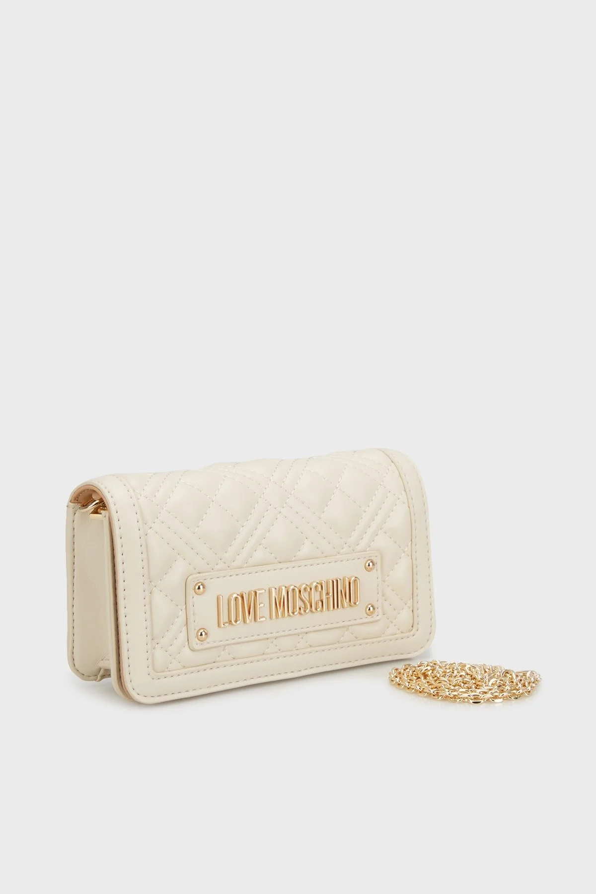 Love Moschino Kapitoneli Çıkarılabilir Zincir Askılı Portföy Bayan Cüzdan JC5681PP1MLA0110 KREM - 3