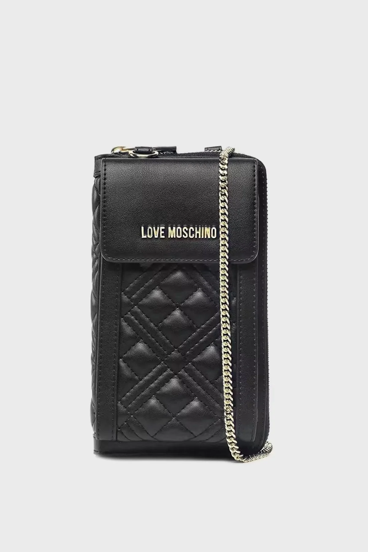 Love Moschino Kapitoneli Çıkarılabilir Zincir Askılı Portföy Bayan Cüzdan JC5682PP0LLA0000 SİYAH - 1