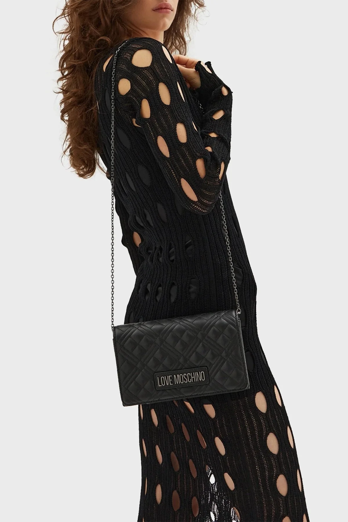 Love Moschino Kapitoneli Logolu Zincir Askılı Bayan Çanta JC4079PP0LLA000A SİYAH - 2
