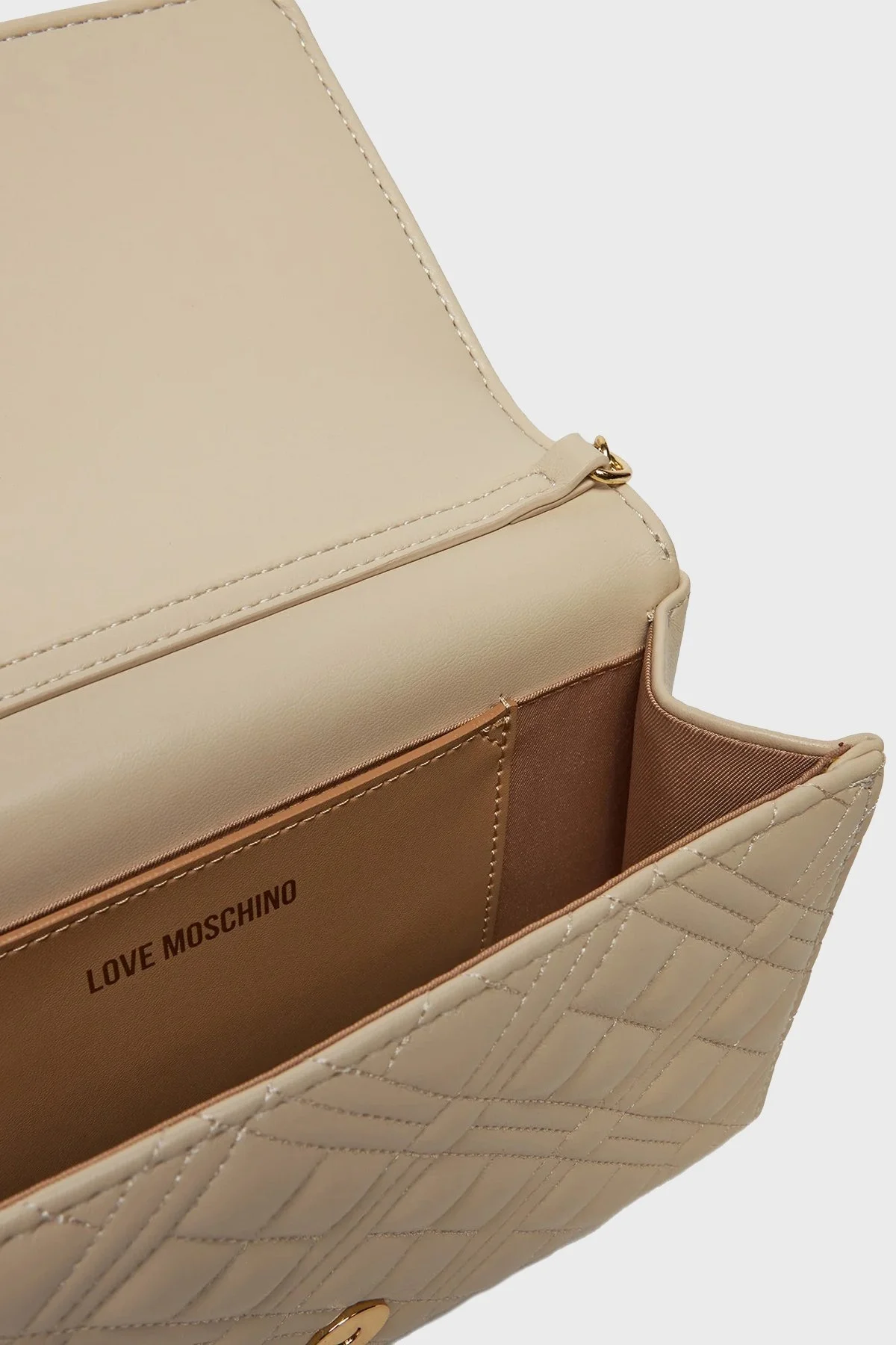Love Moschino Kapitoneli Logolu Zincir Askılı Bayan Çanta JC4079PP0LLA0110 EKRU - 4