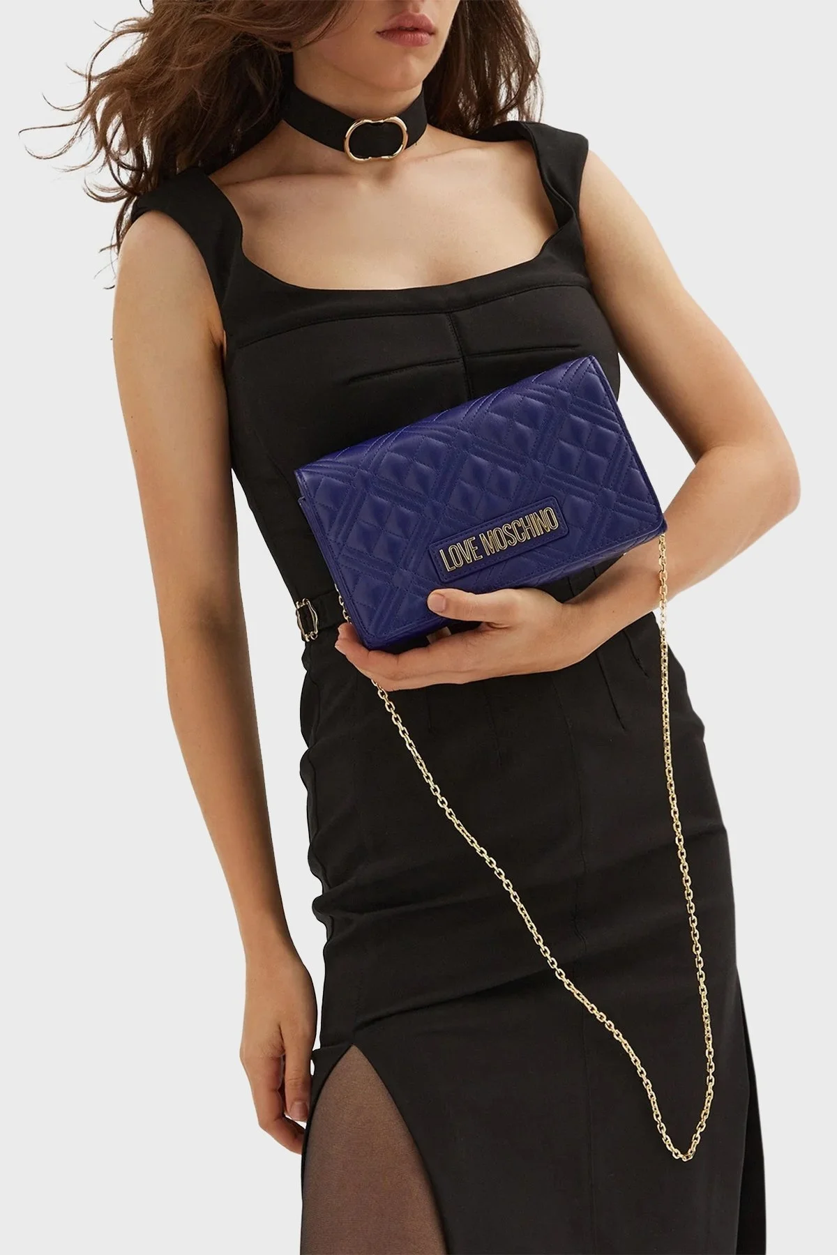 Love Moschino Kapitoneli Logolu Zincir Askılı Bayan Çanta JC4079PP0LLA0750 LACİVERT - 7