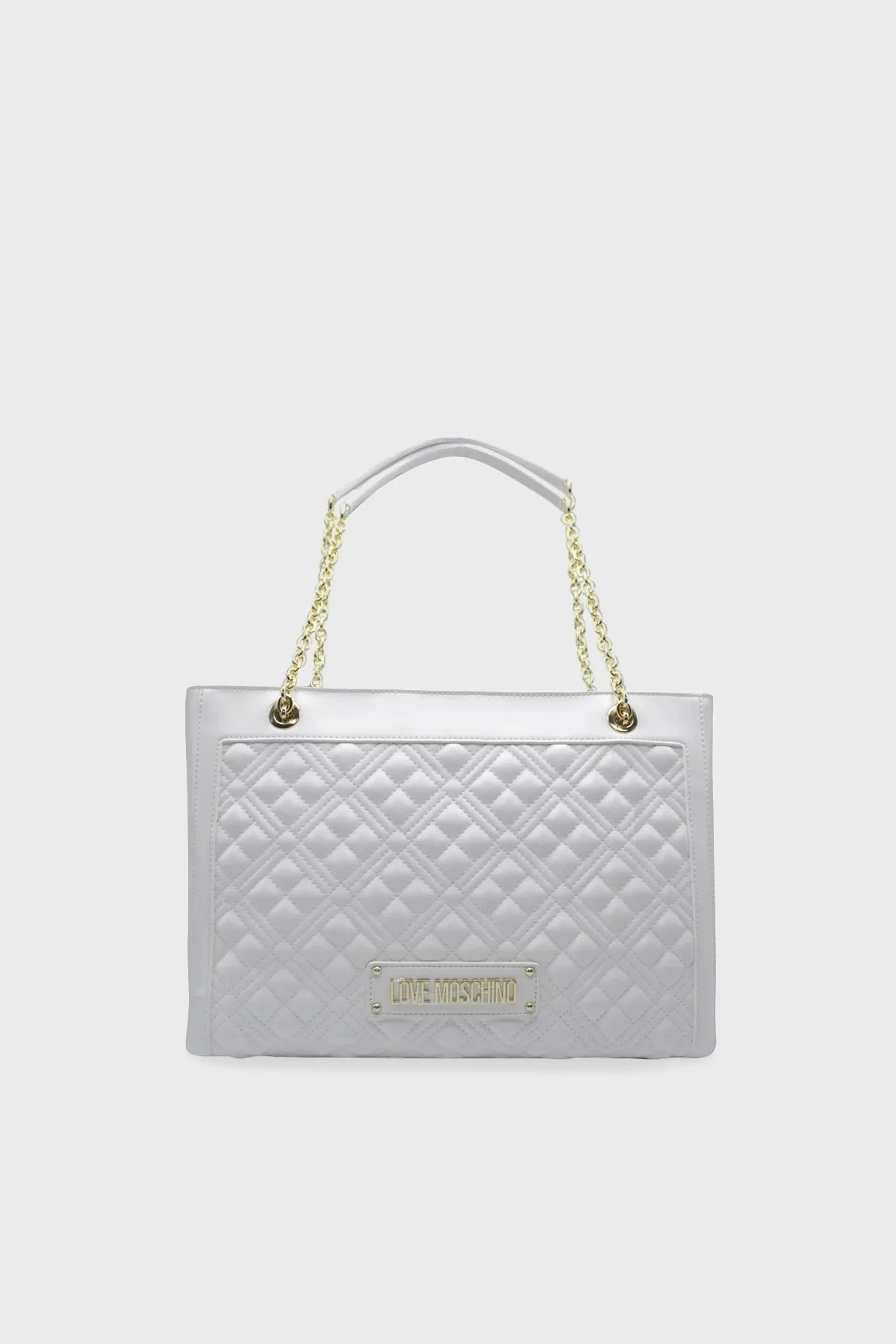 Love Moschino Kapitoneli Zincirli Çift Askılı Büyük Bayan Çanta JC4006PP0ILA0100 BEYAZ - 1