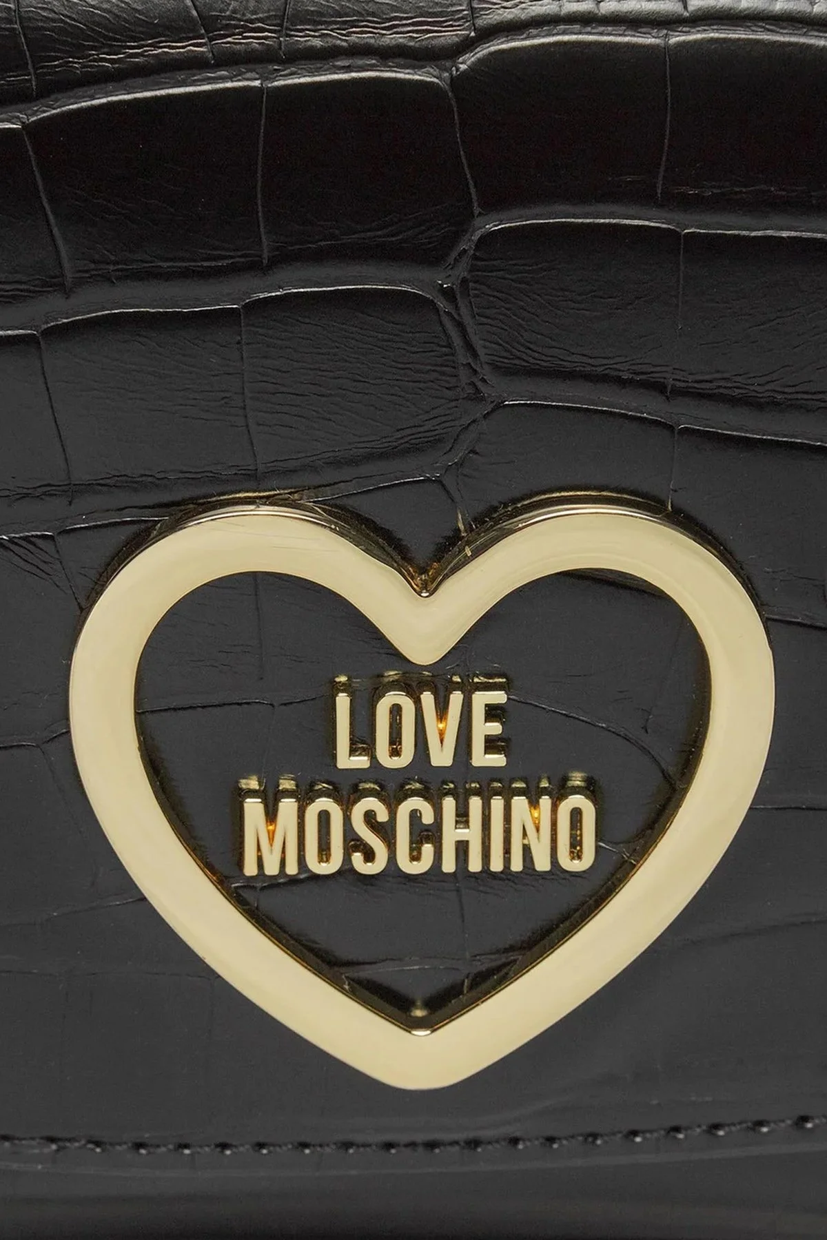 Love Moschino Krokodil Desenli Çıkarılabilir Uzatma Askılı Bayan Çanta JC4176PP0HKC0000 SİYAH - 2