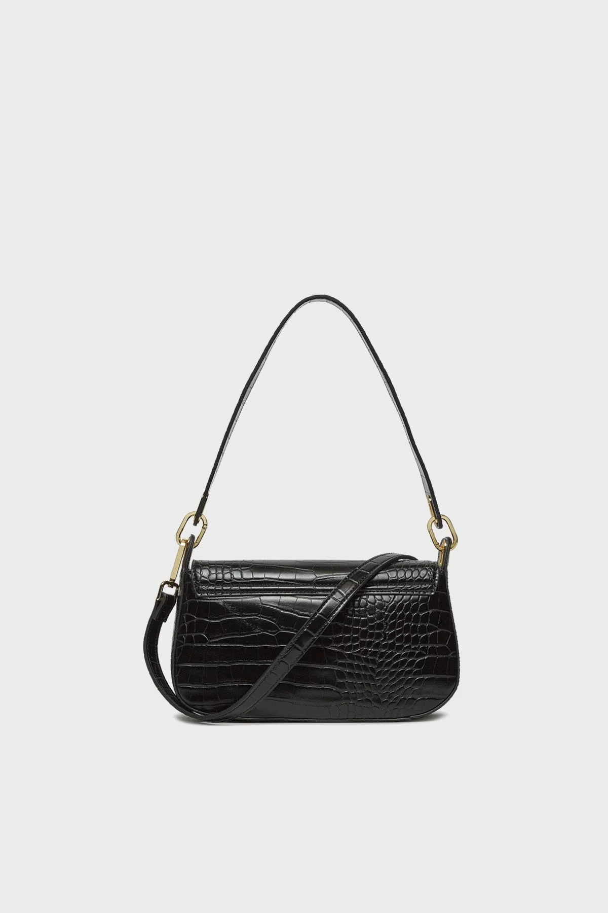 Love Moschino Krokodil Desenli Çıkarılabilir Uzatma Askılı Bayan Çanta JC4176PP0HKC0000 SİYAH - 3