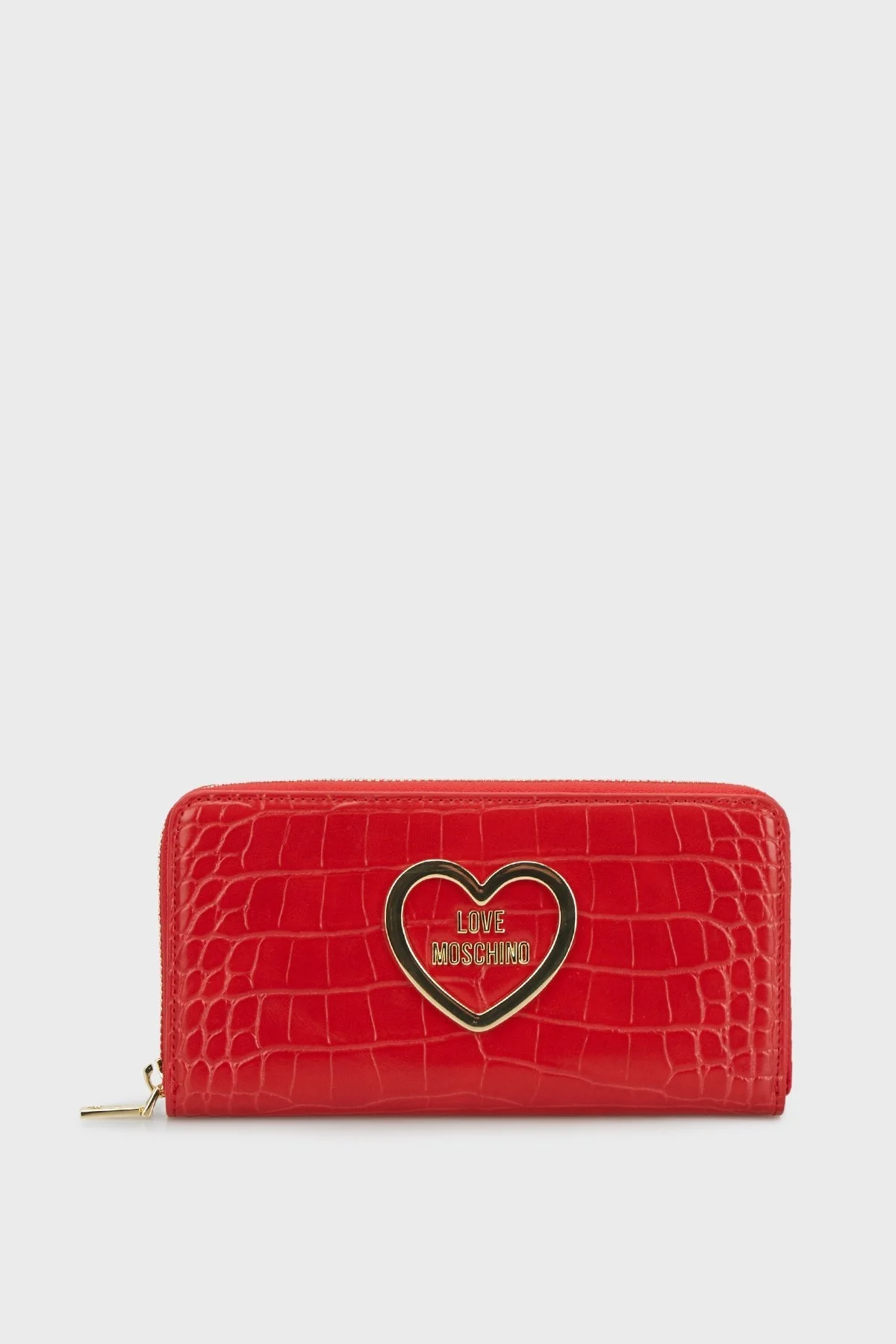 Love Moschino Krokodil Desenli Fermuarlı Bayan Cüzdan JC5711PP0HKC0500 KIRMIZI - 1