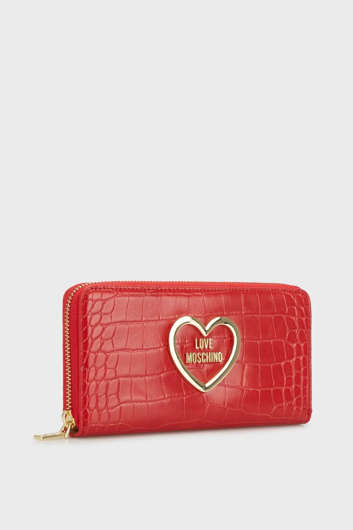 Love Moschino Krokodil Desenli Fermuarlı Bayan Cüzdan JC5711PP0HKC0500 KIRMIZI - 3