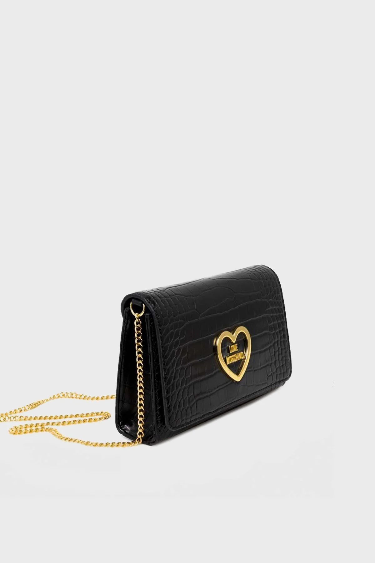 Love Moschino Krokodil Desenli Zincir Askılı Bayan Çanta JC4182PP0HKC0000 SİYAH - 2