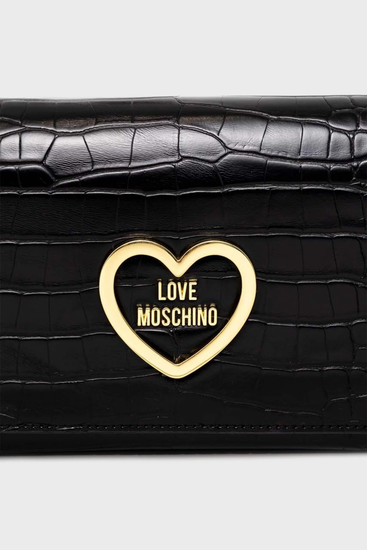 Love Moschino Krokodil Desenli Zincir Askılı Bayan Çanta JC4182PP0HKC0000 SİYAH - 3
