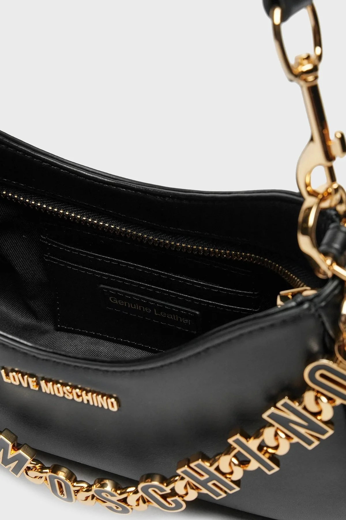 Love Moschino Logo Aksesuarlı Hakiki Deri Çıkarılabilir Askılı Bayan Çanta JC4070PP1ML1300A SİYAH - 3