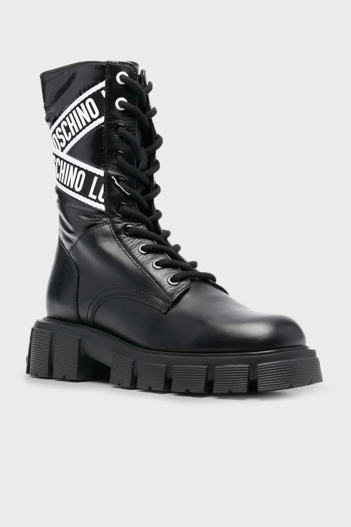 Love Moschino Logo Bantlı Bağcıklı Postal Bayan Bot JA24515G0FIA800A SİYAH - 2