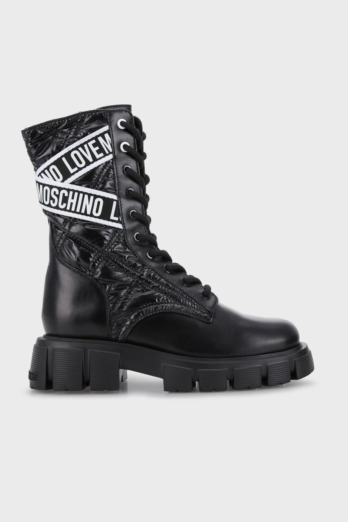 Love Moschino Logo Bantlı Bağcıklı Postal Bayan Bot JA24525G0FIA800A SİYAH - 1