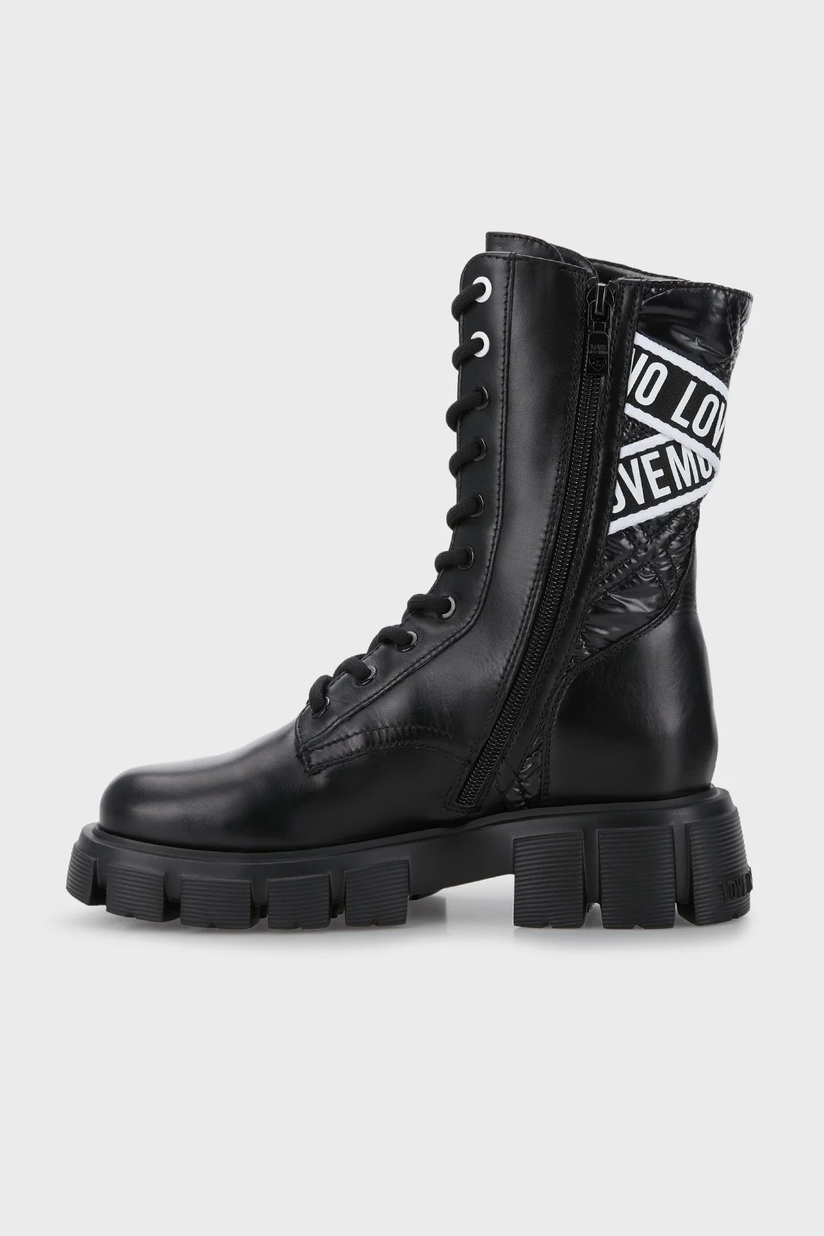 Love Moschino Logo Bantlı Bağcıklı Postal Bayan Bot JA24525G0FIA800A SİYAH - 2