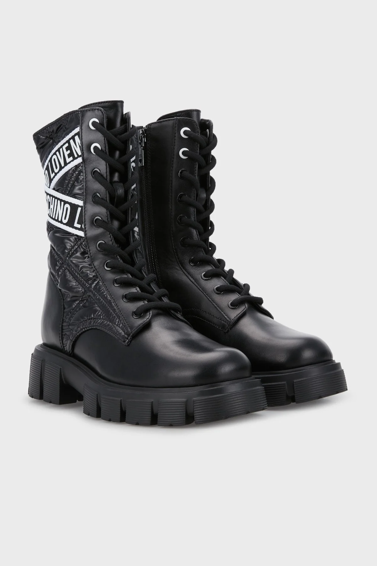 Love Moschino Logo Bantlı Bağcıklı Postal Bayan Bot JA24525G0FIA800A SİYAH - 3