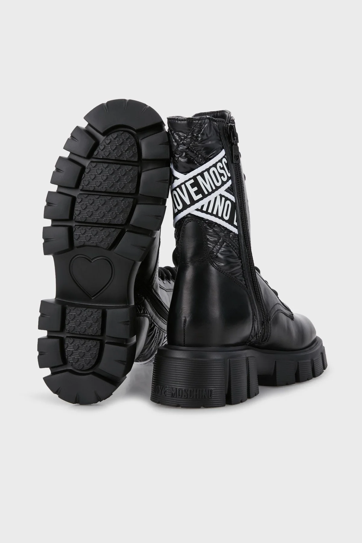 Love Moschino Logo Bantlı Bağcıklı Postal Bayan Bot JA24525G0FIA800A SİYAH - 4