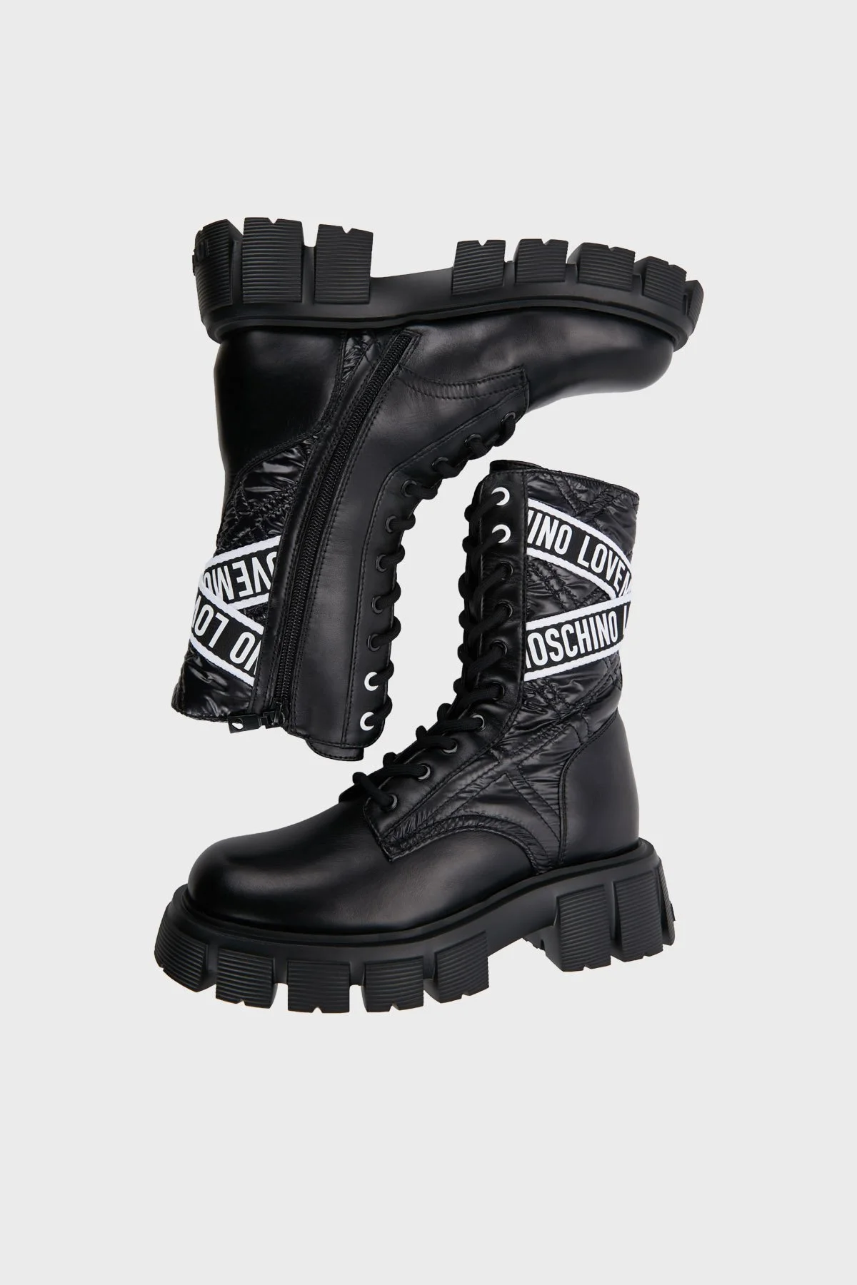 Love Moschino Logo Bantlı Bağcıklı Postal Bayan Bot JA24525G0FIA800A SİYAH - 5