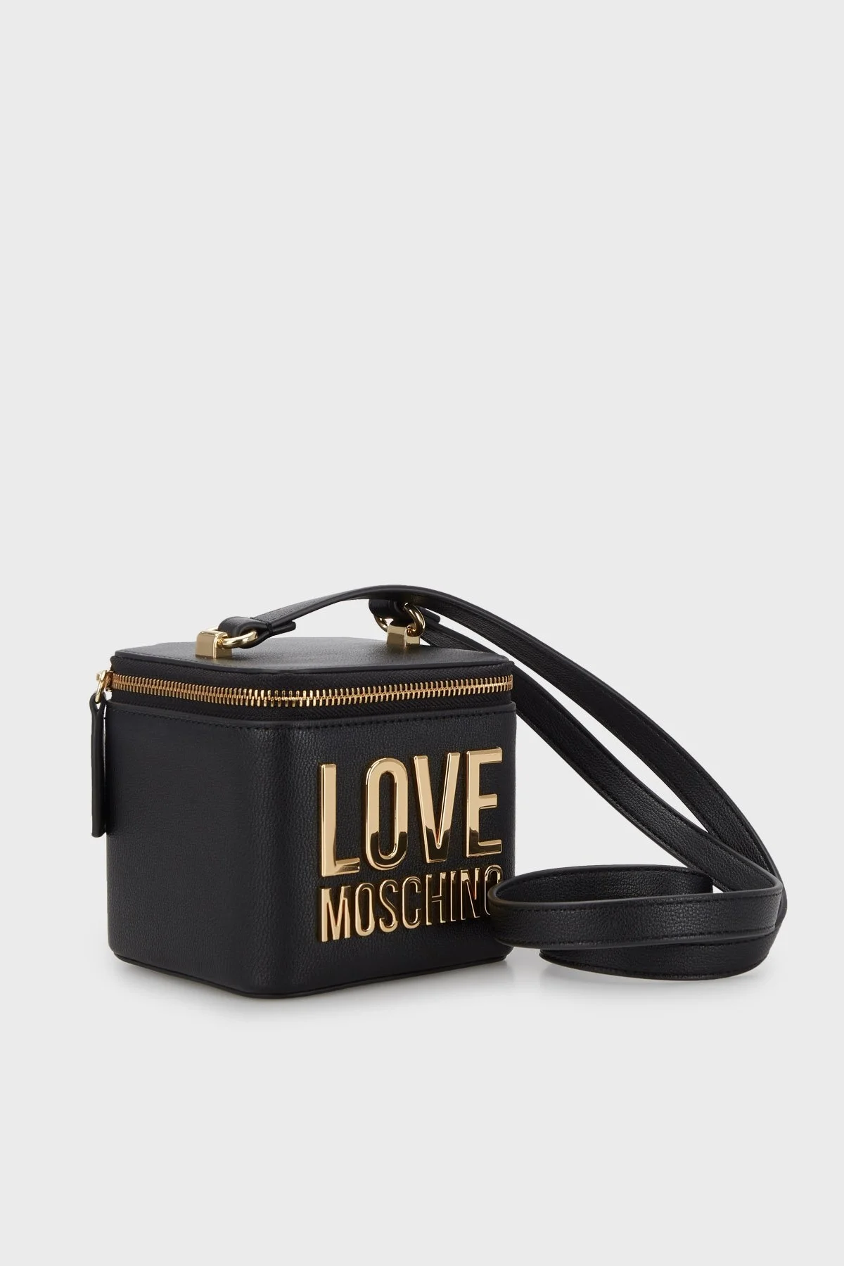 Love Moschino Logo Detaylı Fermuarlı Küp Bayan Çanta JC4103PP1GLI0000 SİYAH - 2