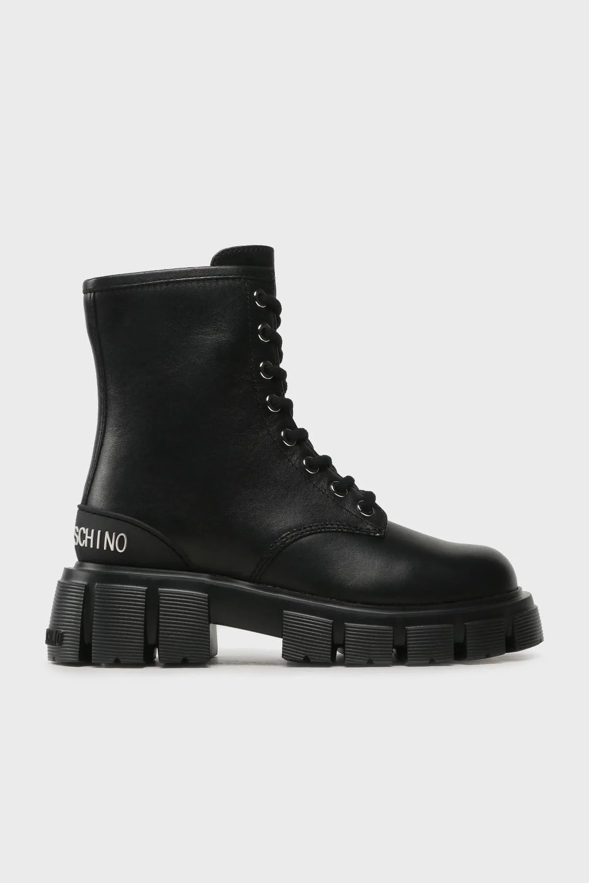 Love Moschino Logo Detaylı Hakiki Deri Fermuarlı Bağcıklı Bayan Bot JA24025G1HIA0000 SİYAH - 1