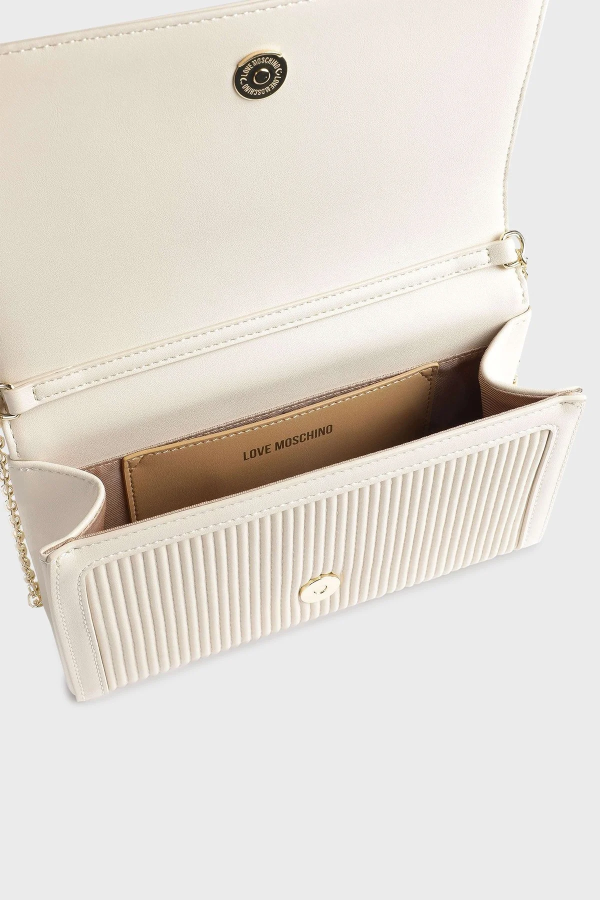 Love Moschino Logo Detaylı Zincir Askılı Bayan Çanta JC4080PP1GLA1110 BEJ - 4