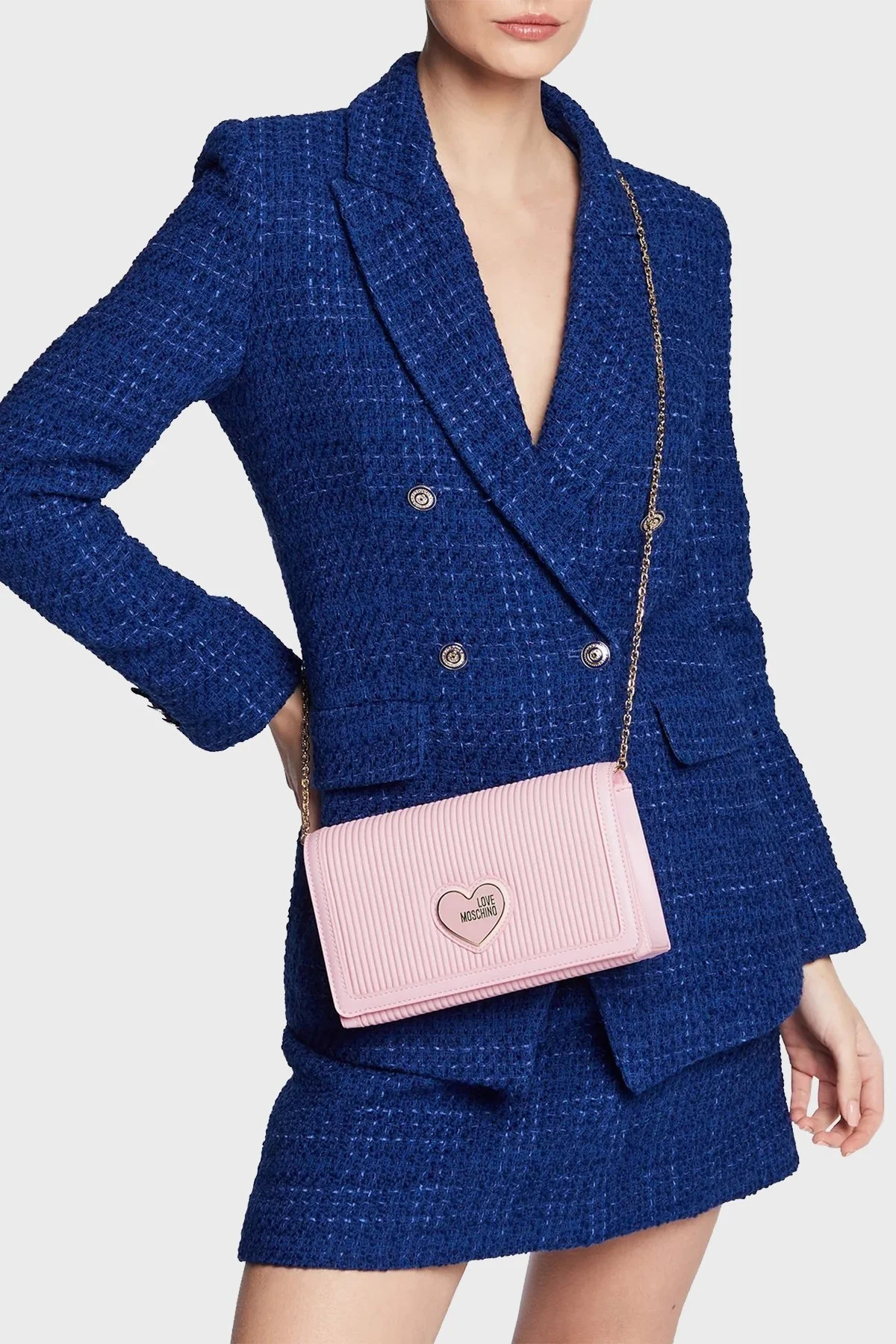 Love Moschino Logo Detaylı Zincir Askılı Bayan Çanta JC4080PP1GLA1601 PUDRA - 2