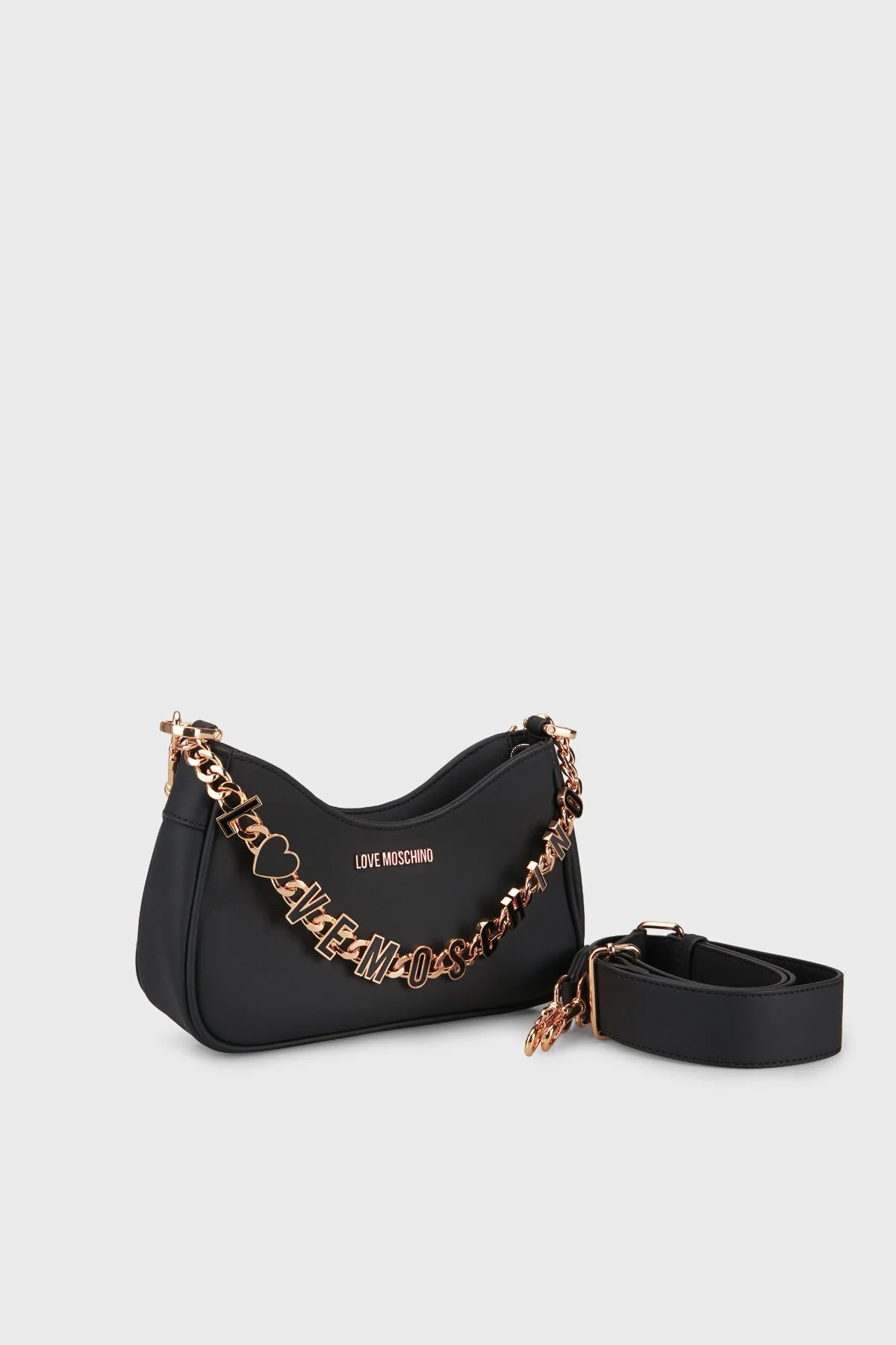 Love Moschino Logo Harf Detaylı Çıkarılabilir Askılı Kadın Çanta JC4070PP1OL1700A SİYAH - 3