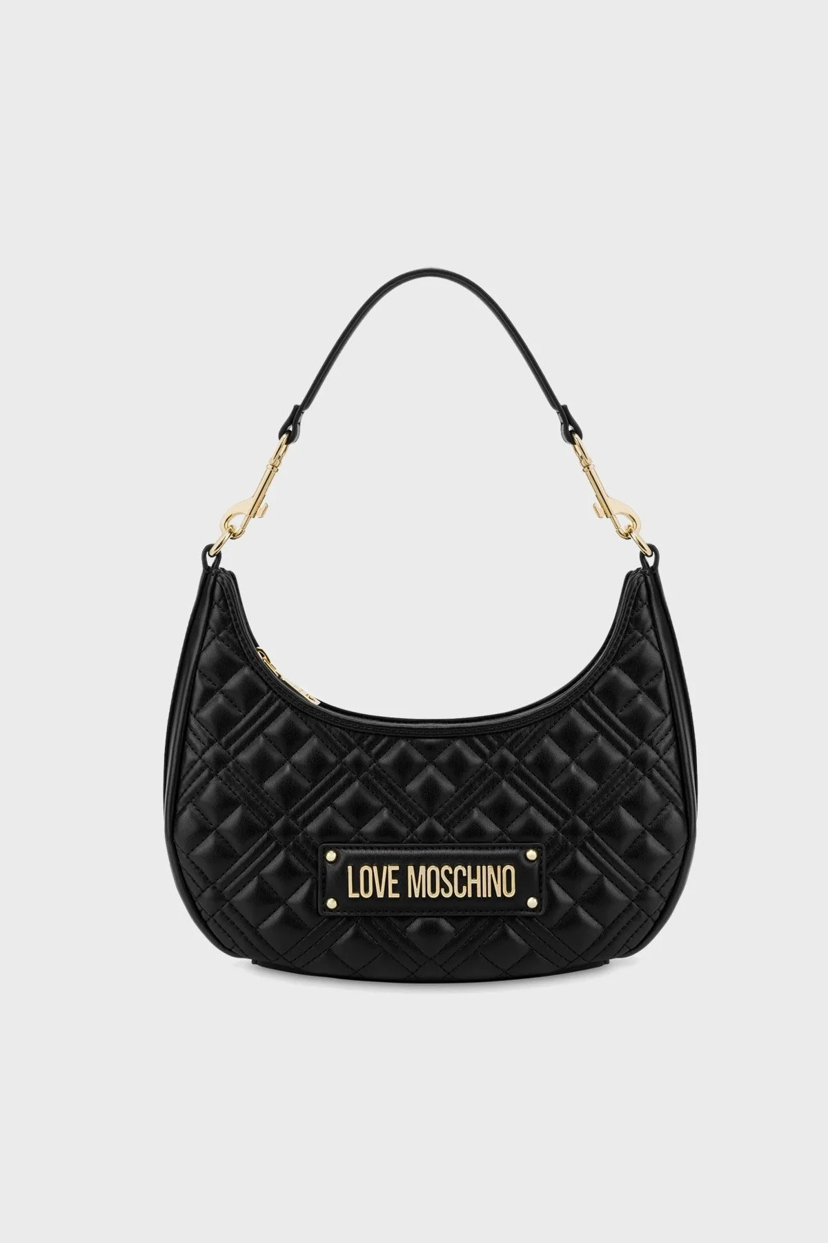 Love Moschino Logo Yazılı Fermuarlı Ayarlanabilir Omuz Askılı Bayan Çanta JC4068PP1HLA0000 SİYAH - 1