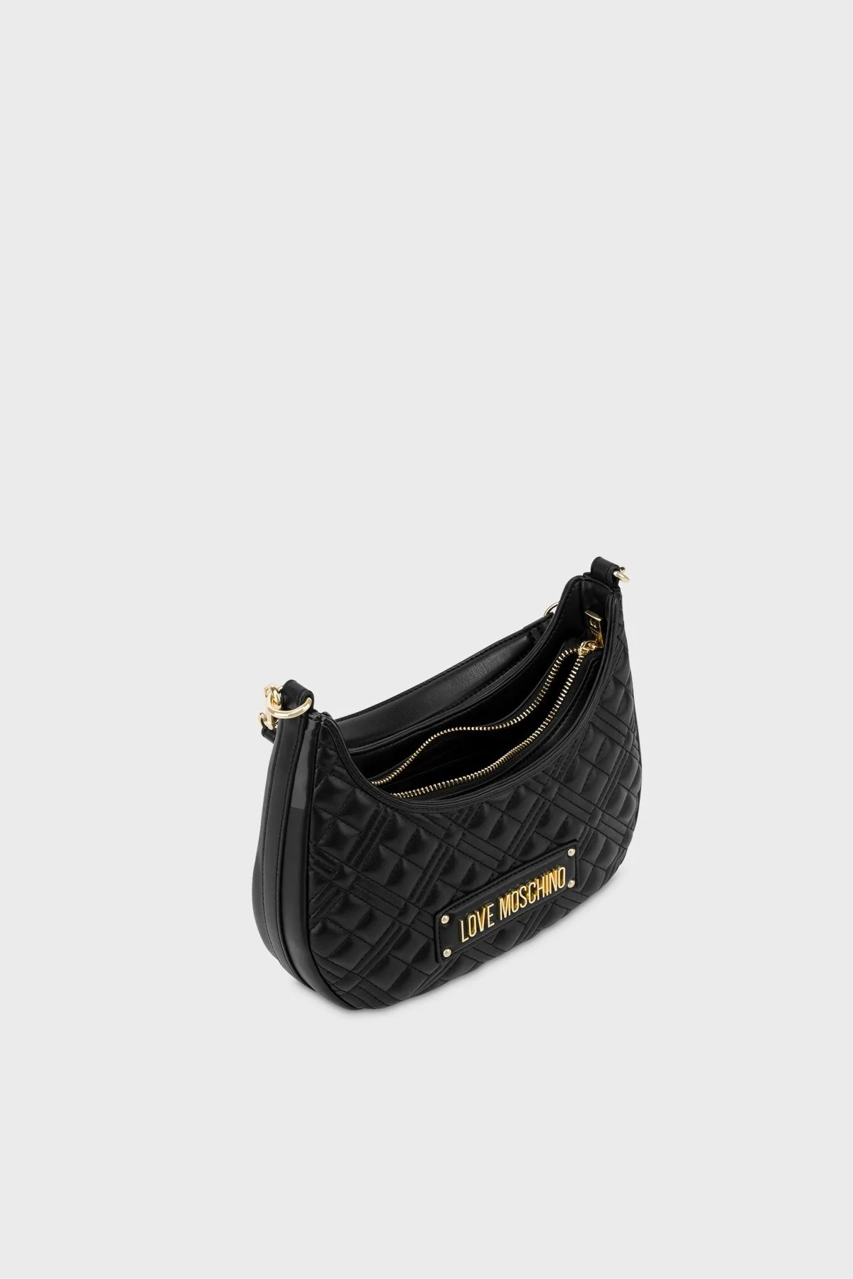 Love Moschino Logo Yazılı Fermuarlı Ayarlanabilir Omuz Askılı Bayan Çanta JC4068PP1HLA0000 SİYAH - 3