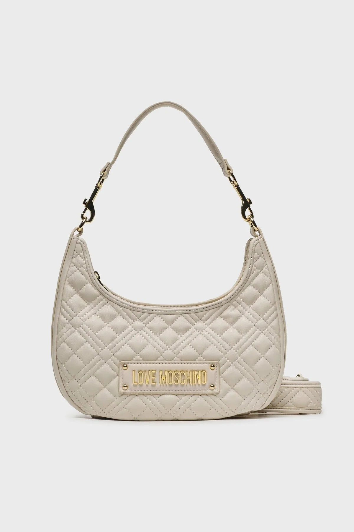 Love Moschino Logo Yazılı Fermuarlı Ayarlanabilir Omuz Askılı Bayan Çanta JC4068PP1HLA0110 EKRU - 1